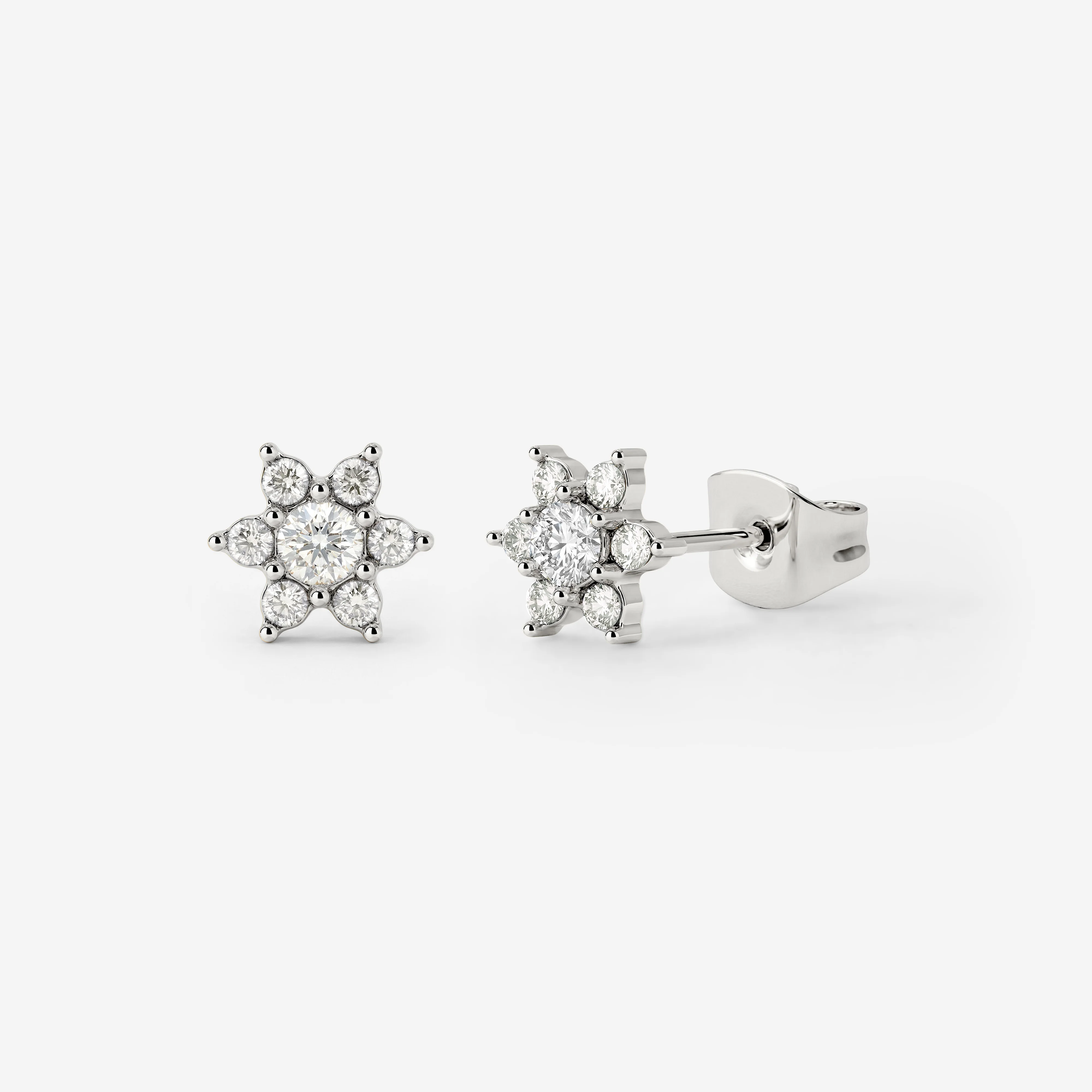 Sparkling White Petal Studs Silver - Image 4