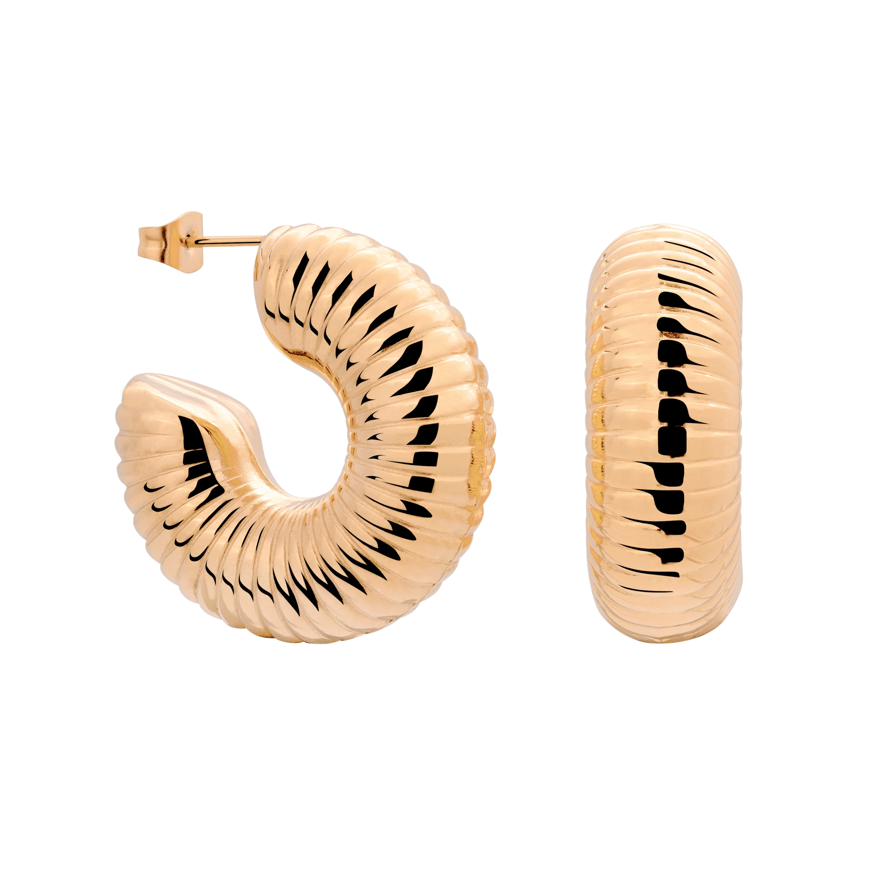 Spiral of Love Hoop Studs Large Rose Gold