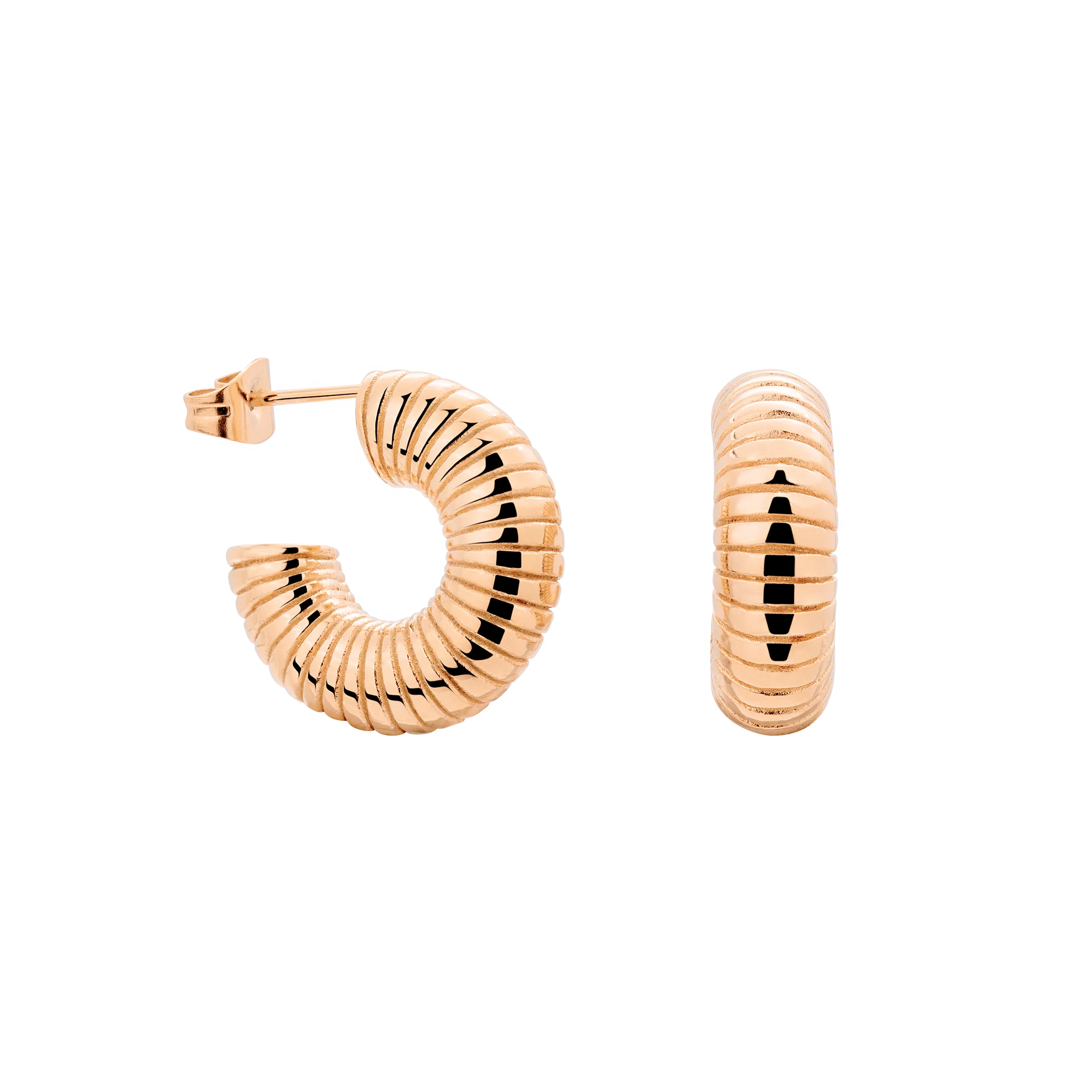 Spiral of Love Hoop Studs Small Rose Gold