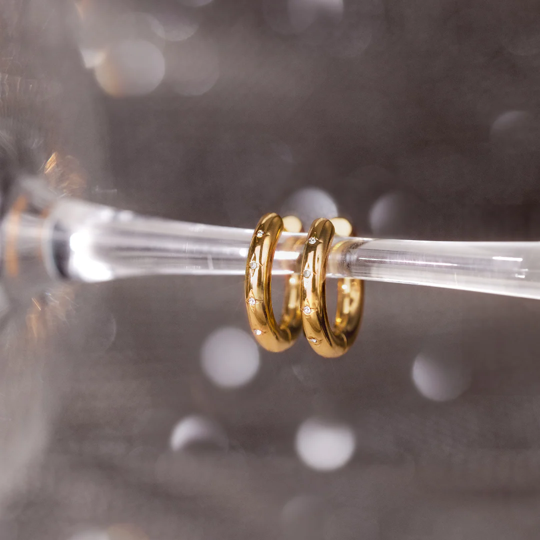 Cute Stargaze Hoops Medium Gold - Image 4
