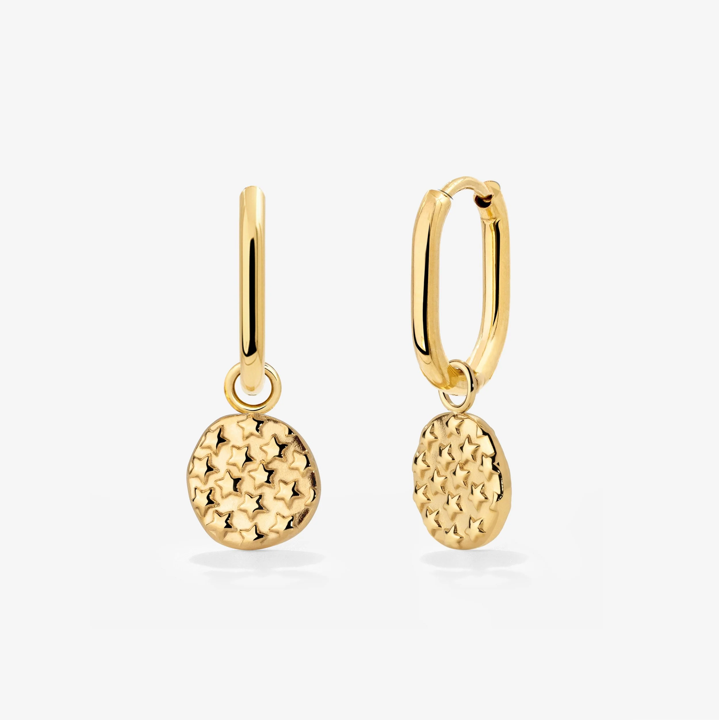 Starry Skies Oval Hoop Set Baby Stud Earrings Gold