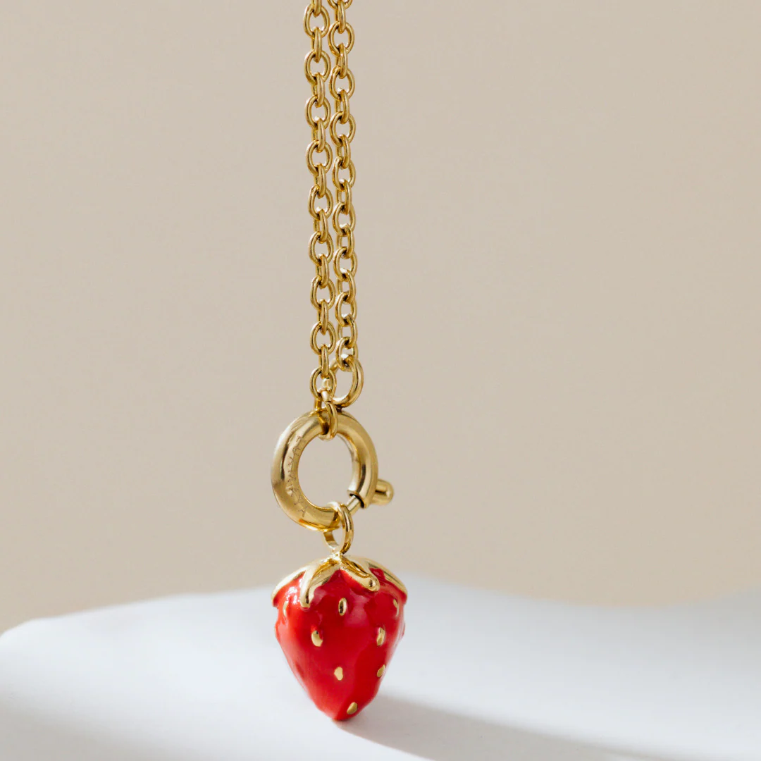 Strawberry Classic Chain Necklace Set Gold - Image 3