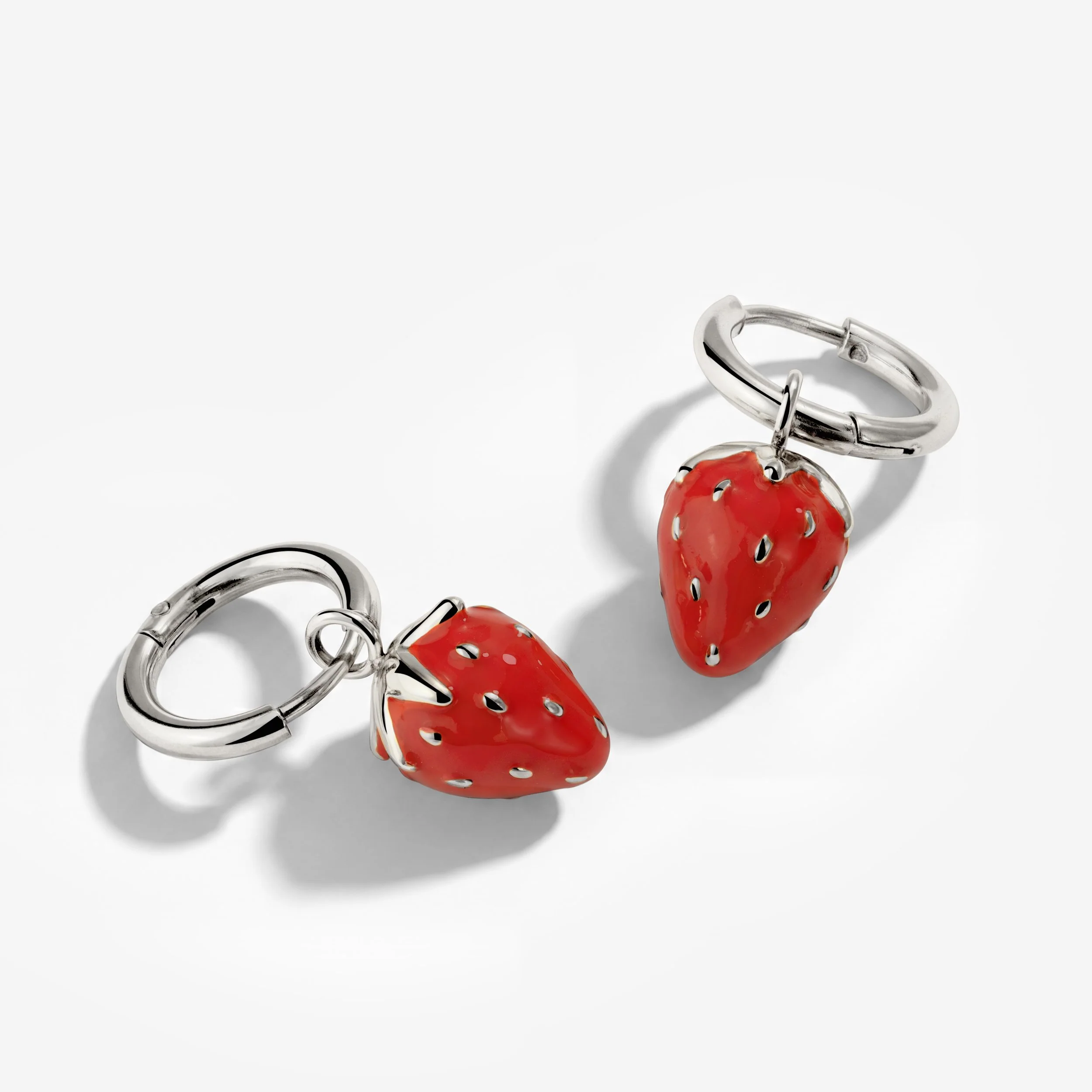 Strawberry Hoop Set Small Silver - Image 4