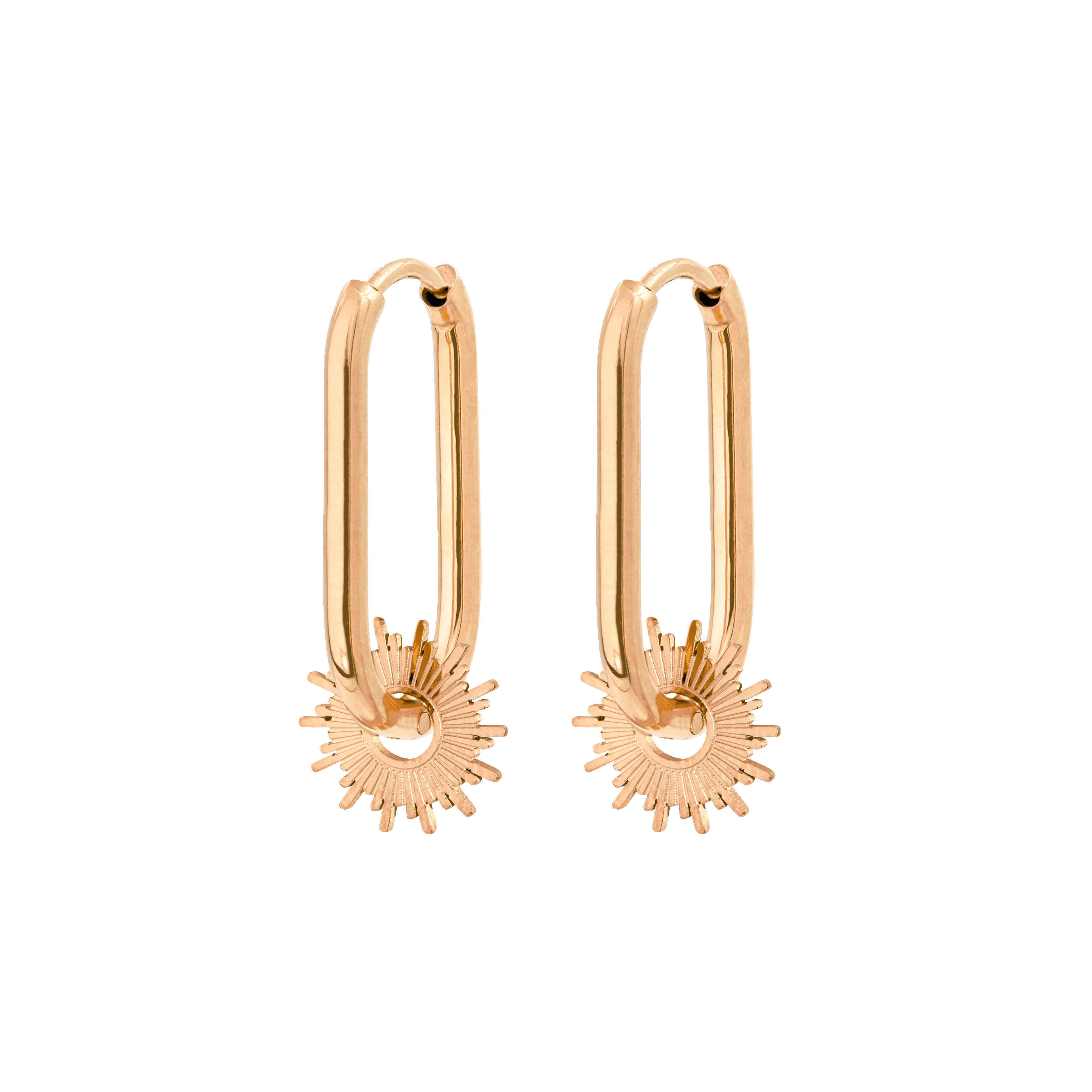 Sun Ray Oval Hoops Small Rose Gold