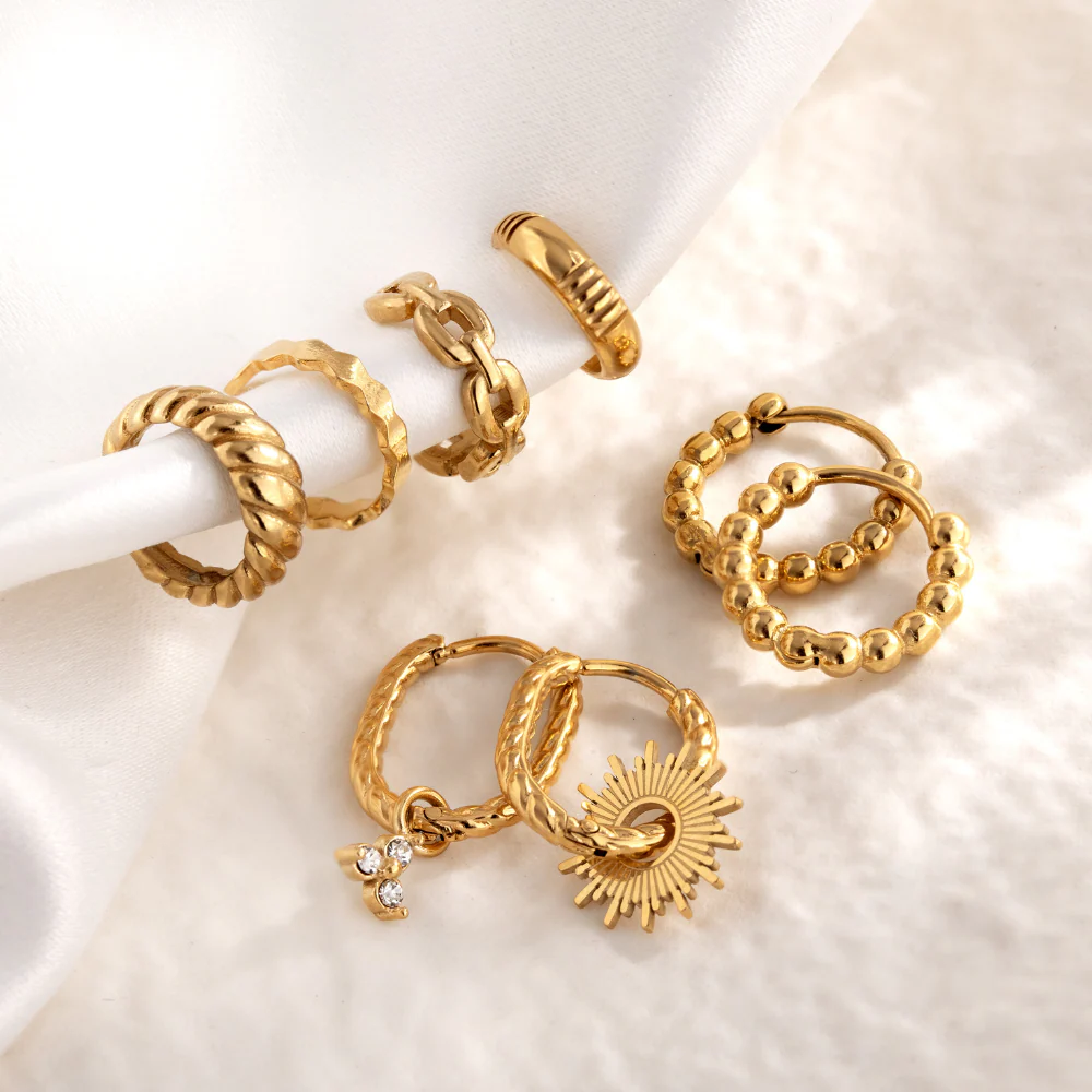 Sun Ray Oval Hoops Small Rose Gold - Image 3