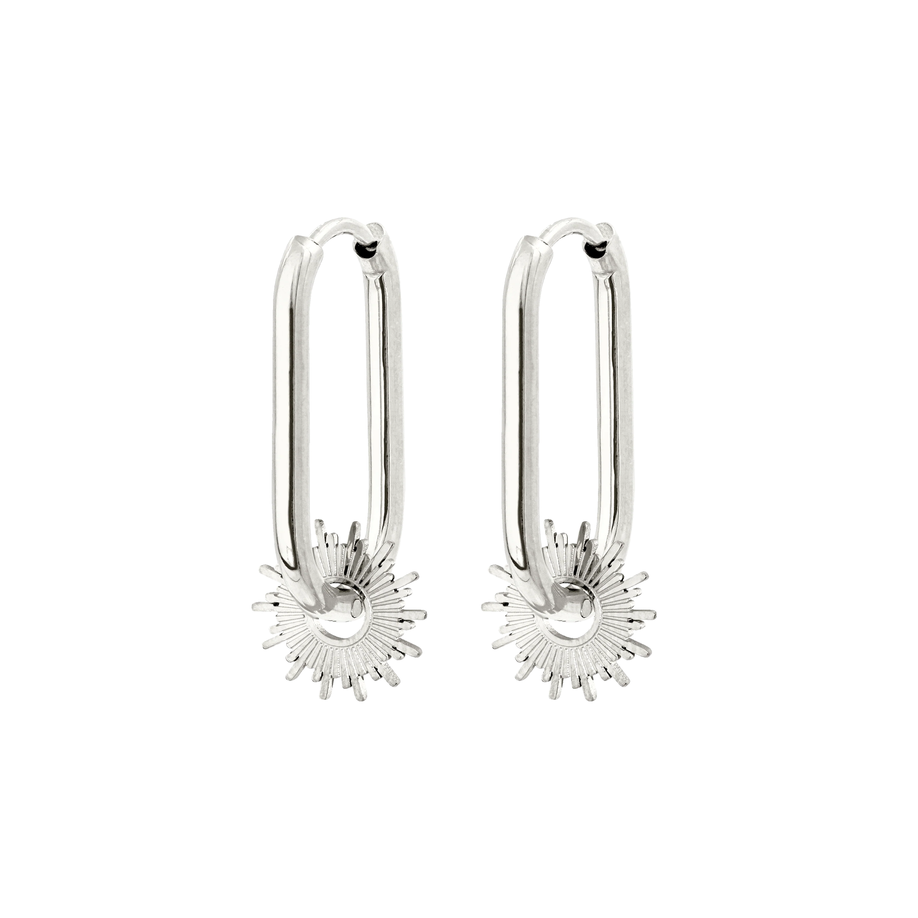 Sun Ray Oval Hoops Small Silver