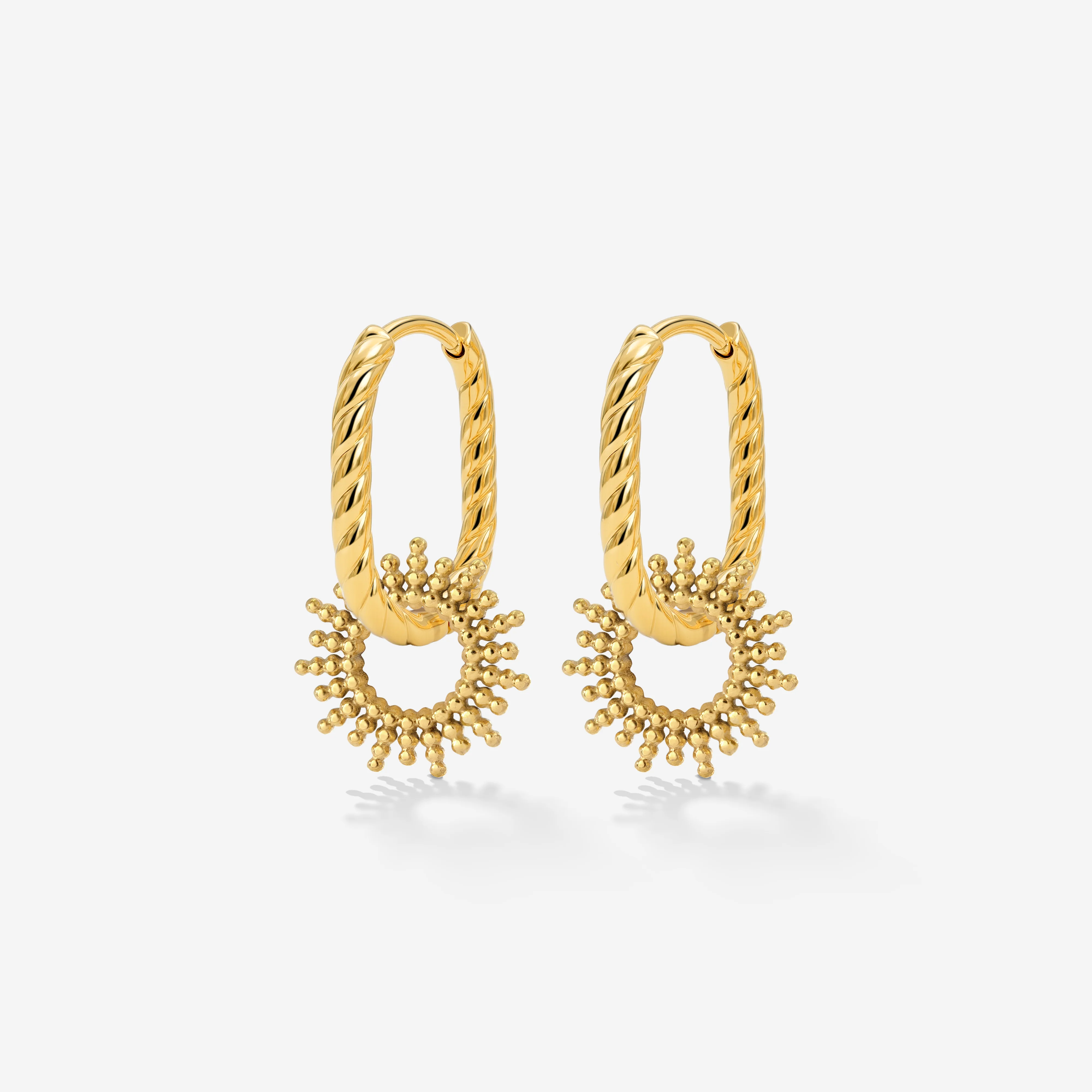 Sunny Oval Twisted Hoop Set Baby Gold