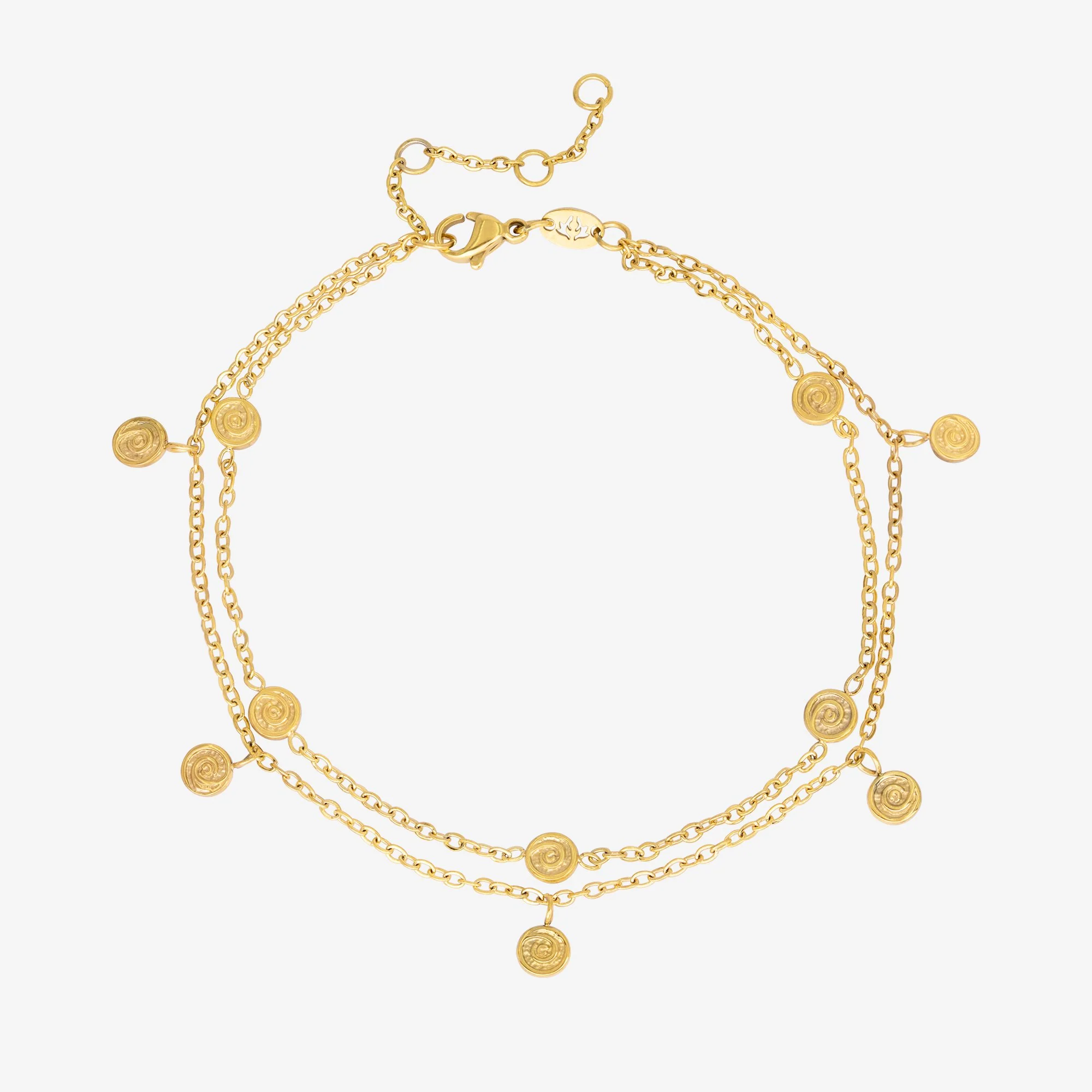 Swirl'n Double Anklet Gold