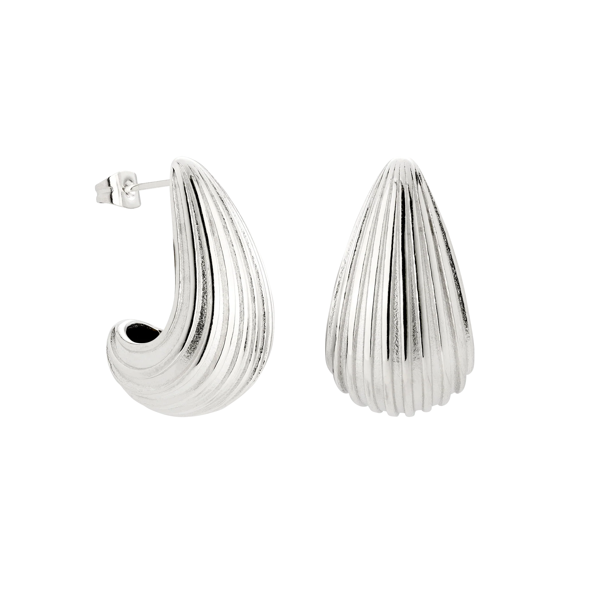 Textured Droplet Studs Large Silver