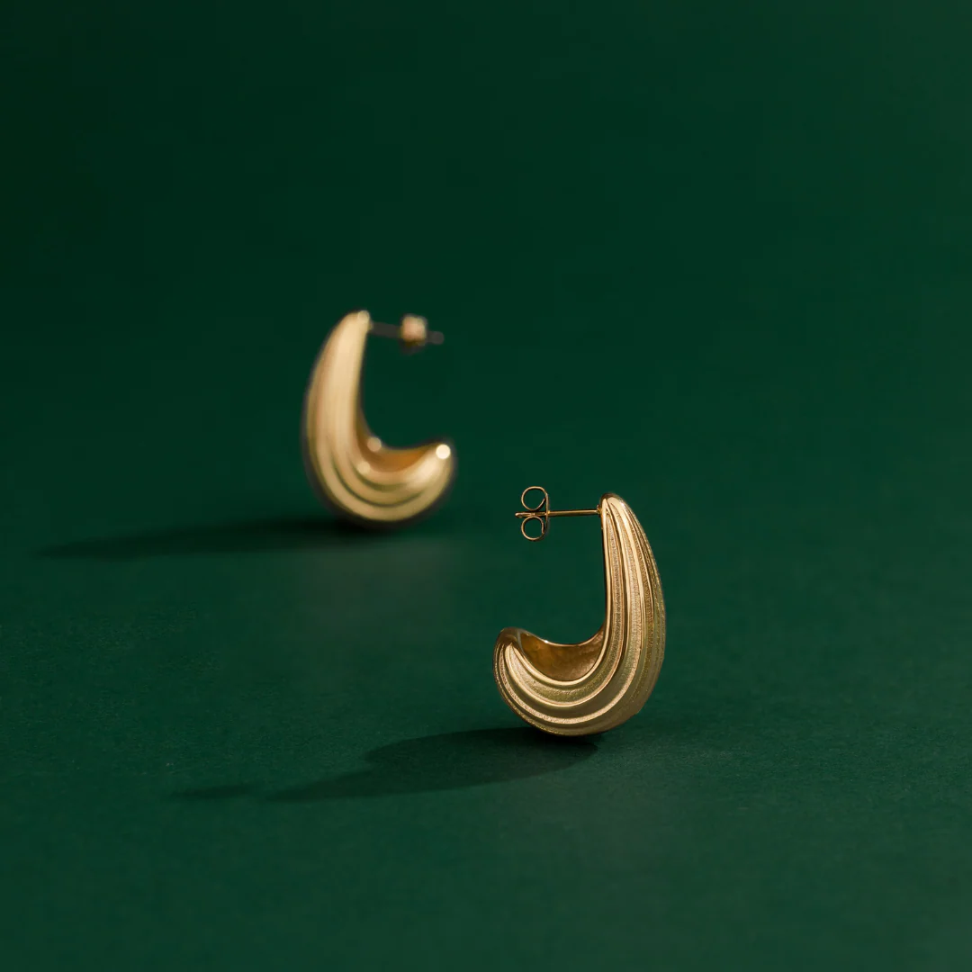 Textured Droplet Studs Small Gold - Image 3