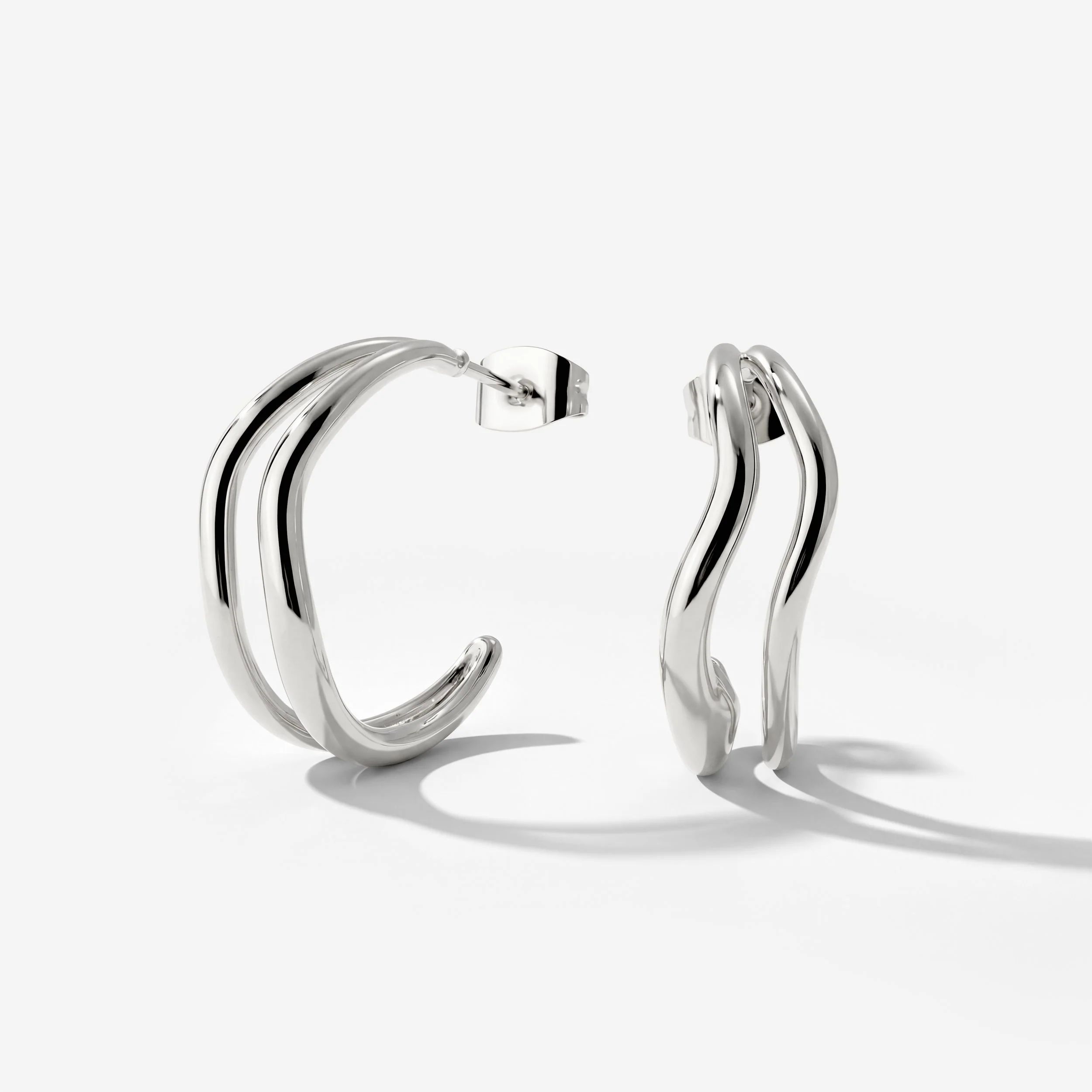 Tides Hoop Studs Silver