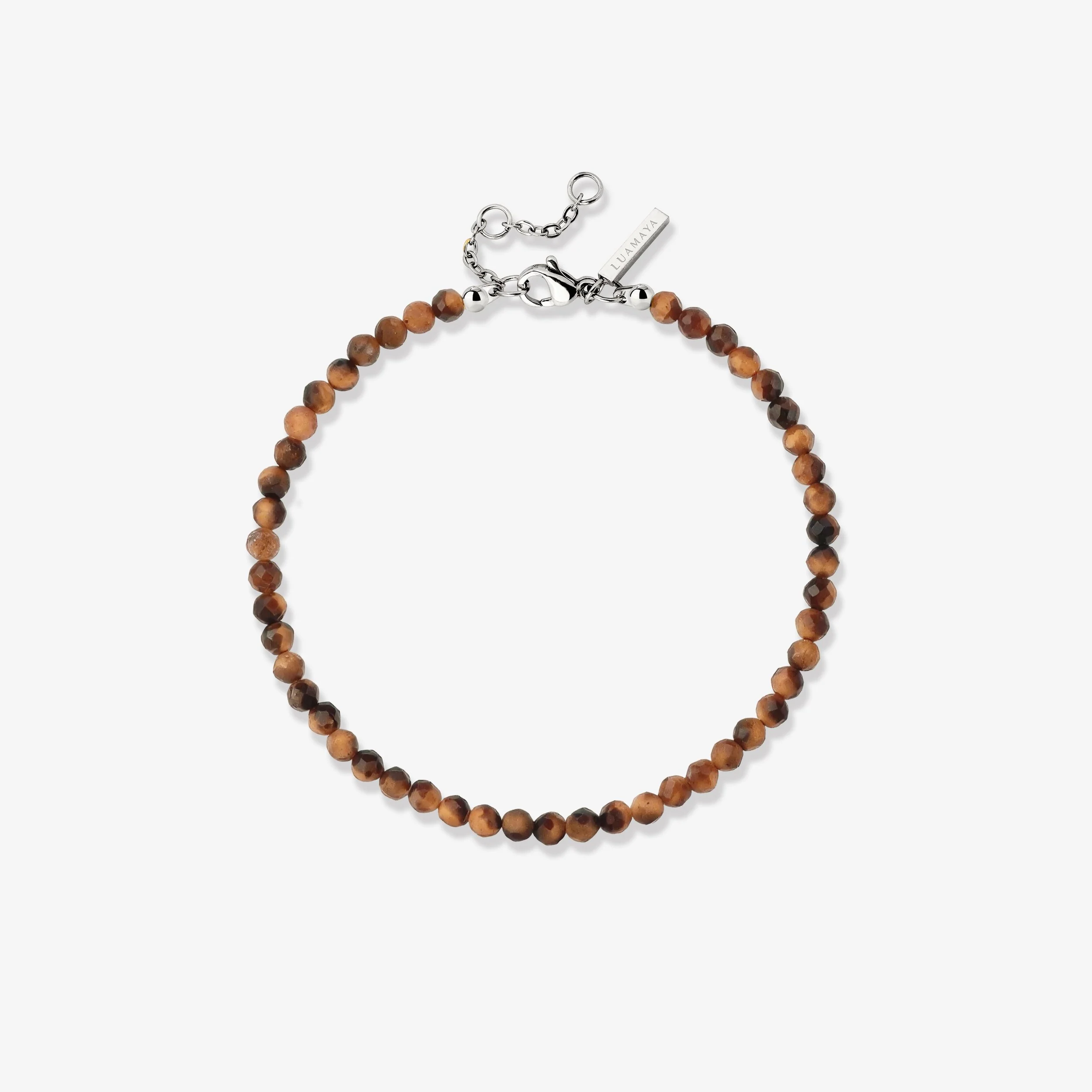 Tiger's Eye Bead Bracelet Silver