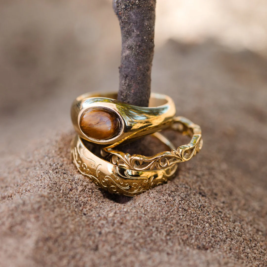 Tiger's Eye Ring Gold - Image 6