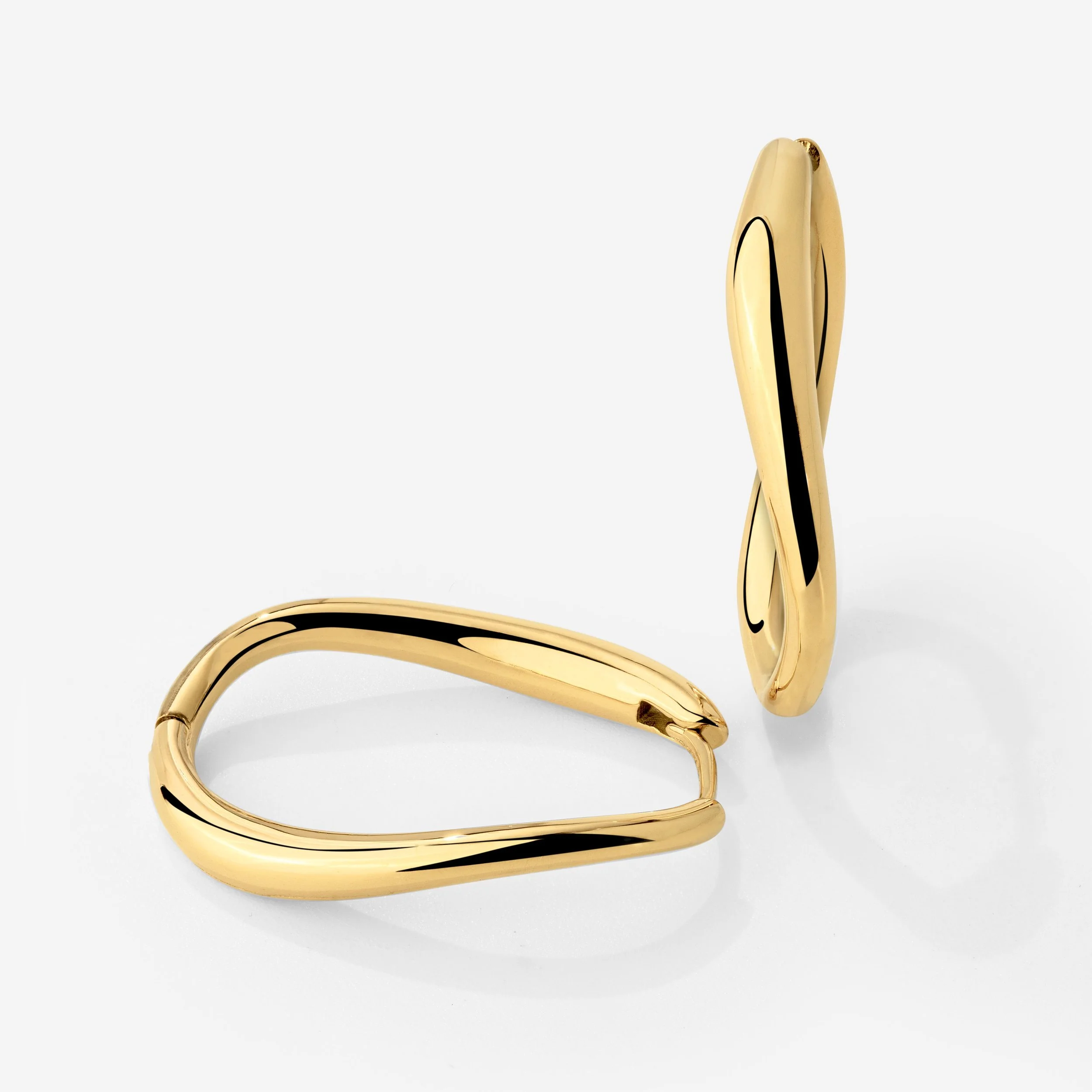 Timeless Oval Hoops Stud Earrings Gold - Image 5