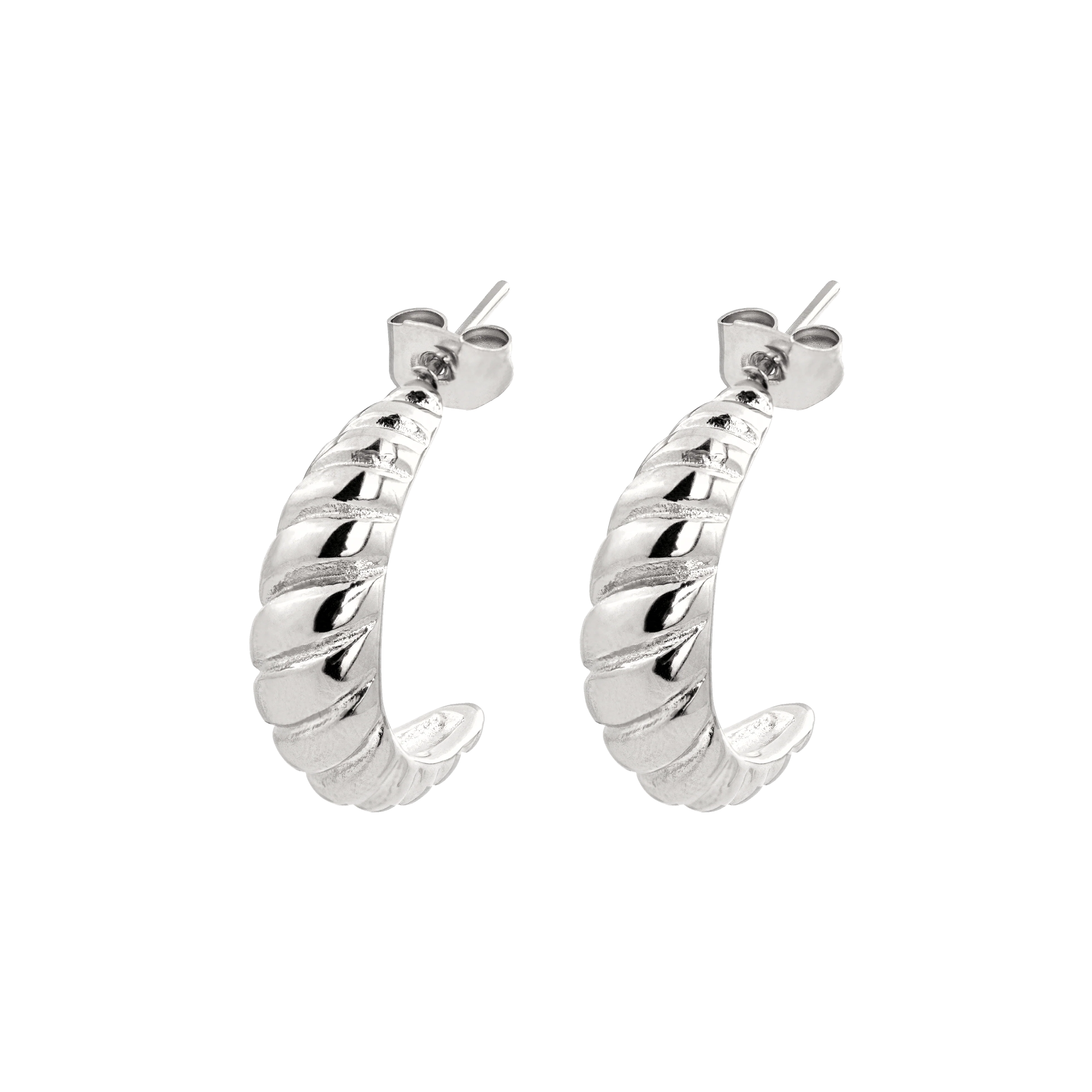 Towel Twist Hoops Silver