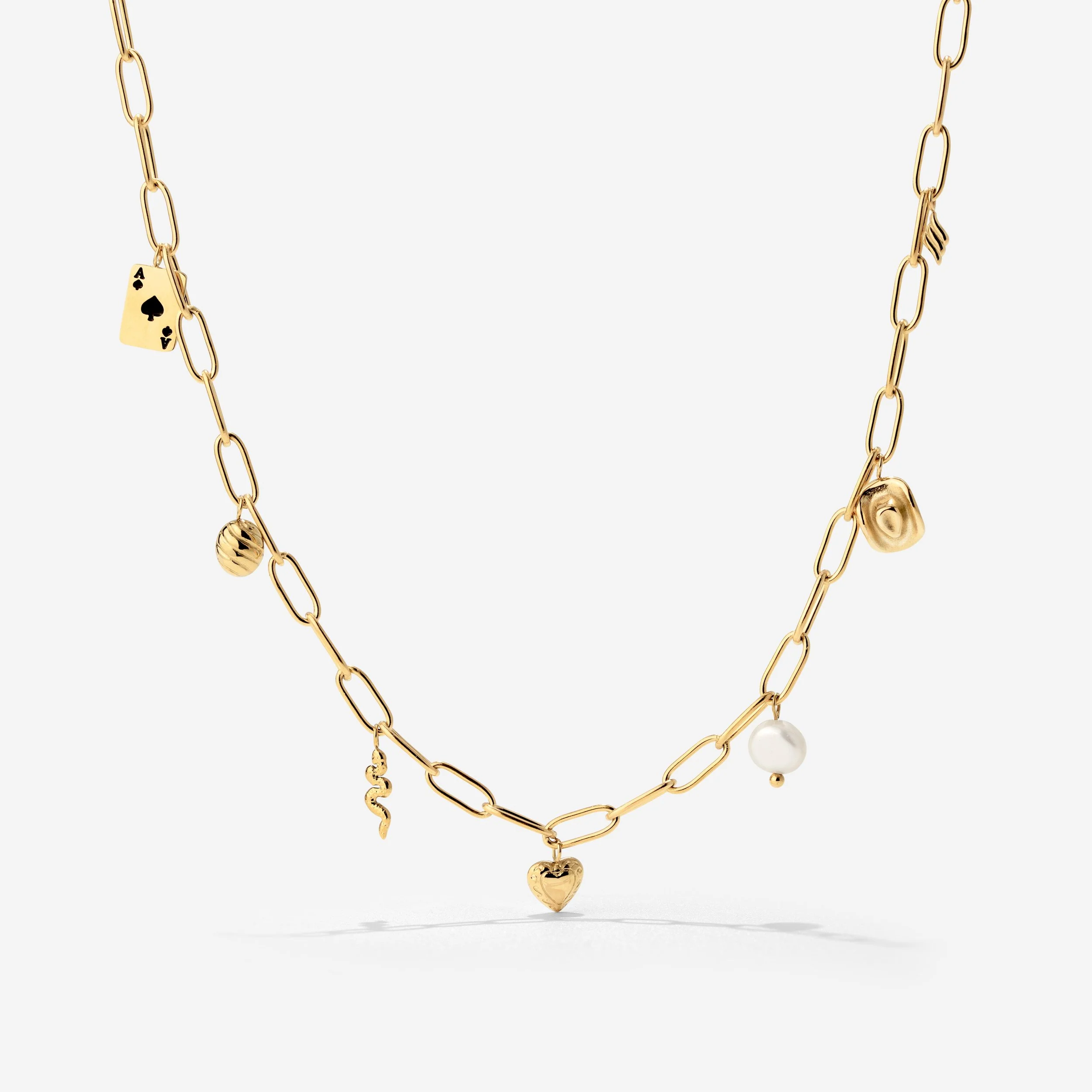 Treasure Box Necklace Stud Earrings Gold