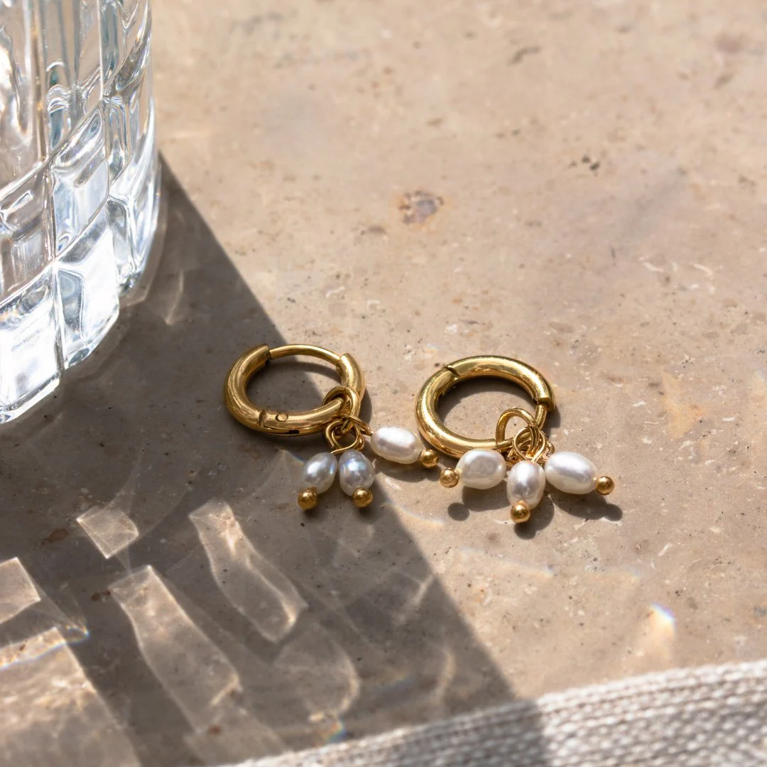 Tres Perlas Hoop Set Silver - Image 3