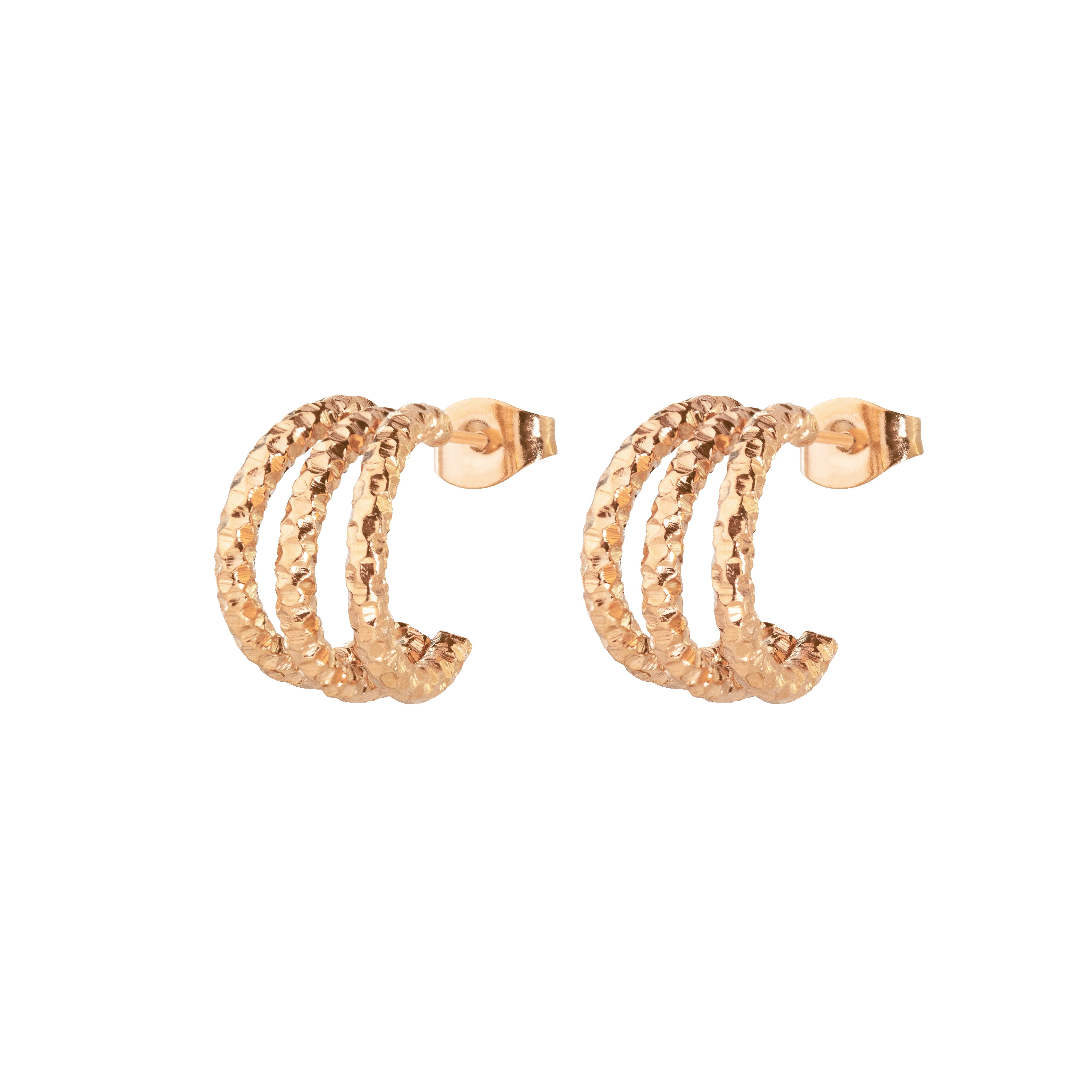 Triple Trouble Studs Rose Gold