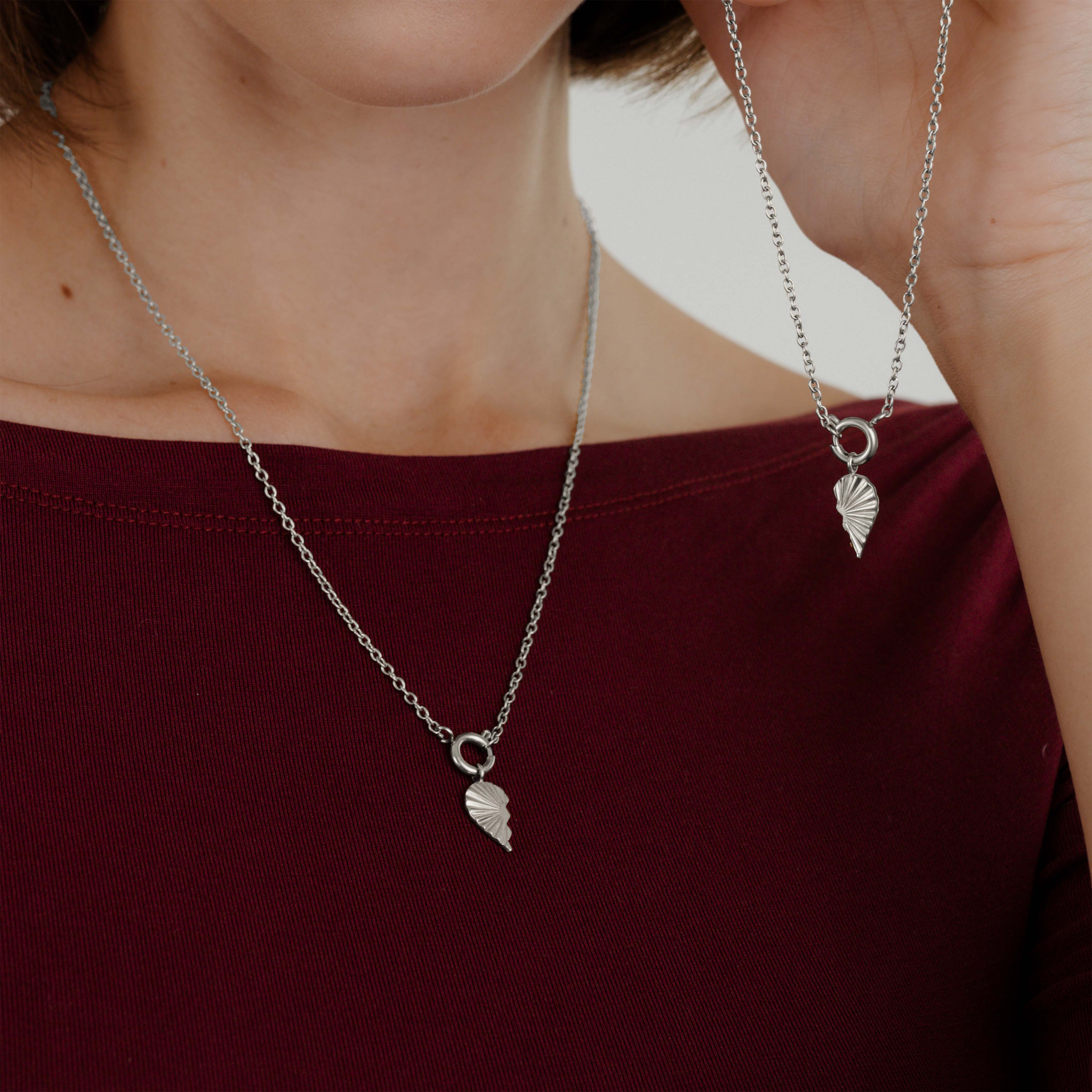 Twin Flame Left Classic Chain Necklace Set Silver - Image 2