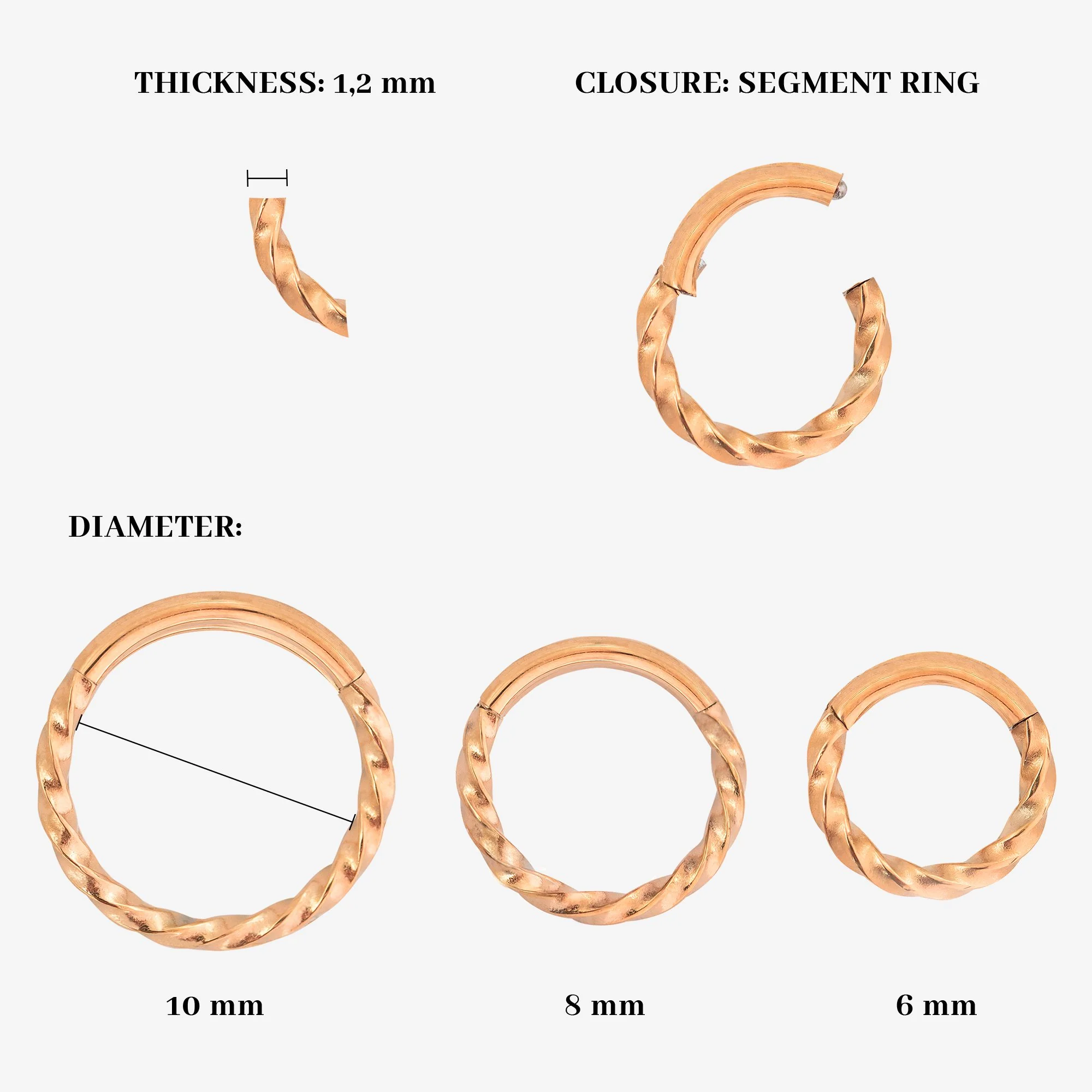 Twisted Click Piercing Ring Rose Gold - Image 3