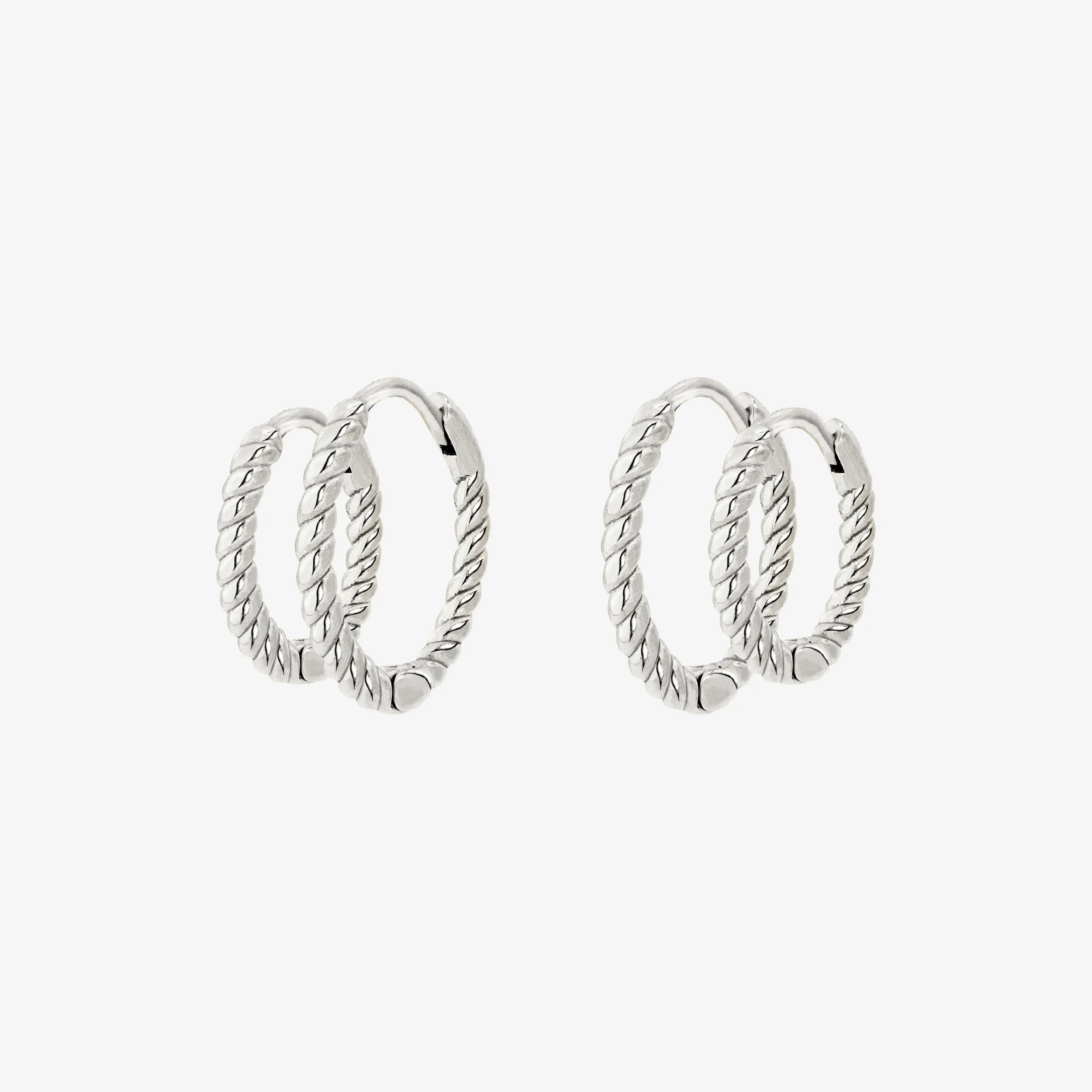 Twisted Hoop Set Small Silver