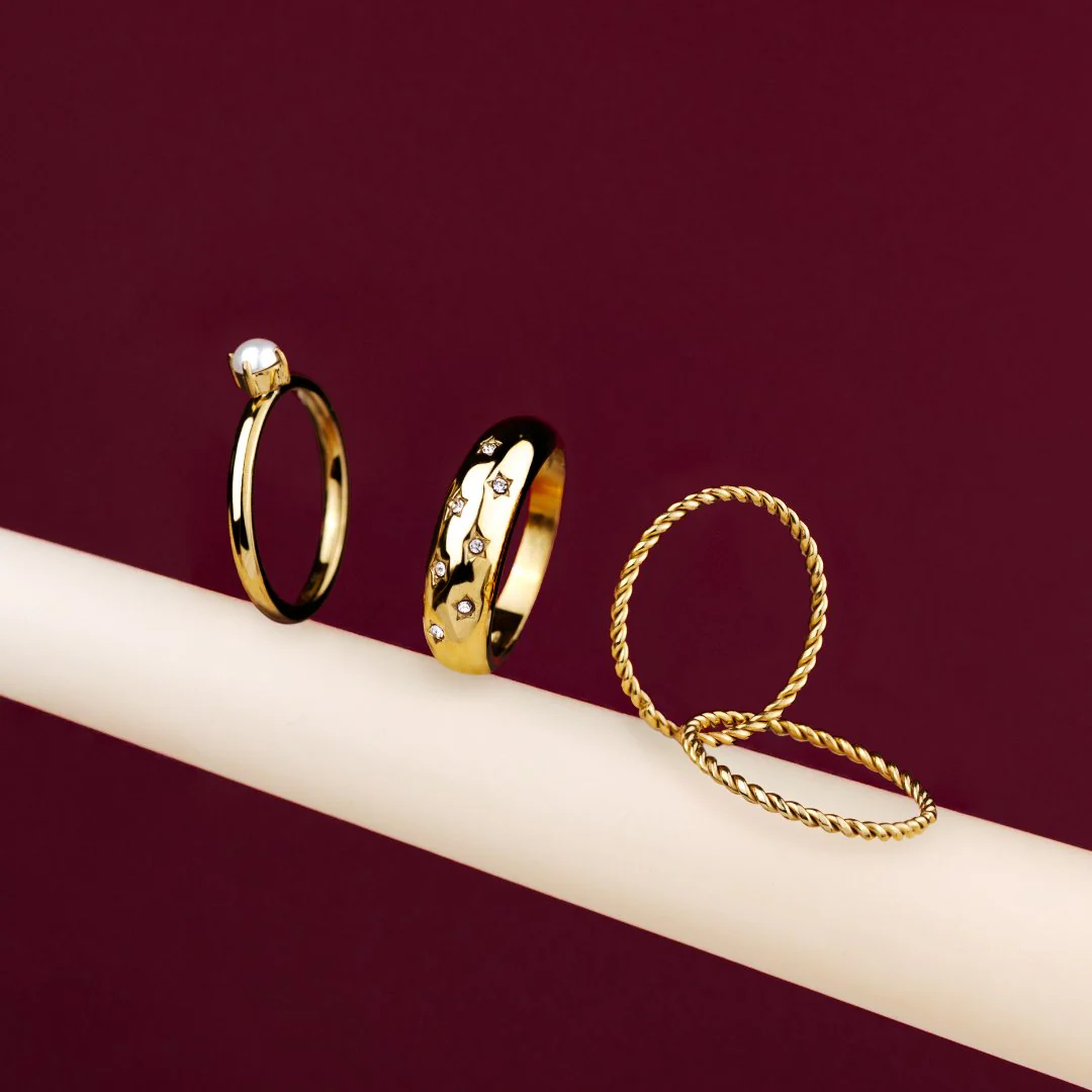 Twisted Ring Duo Stud Earrings Gold - Image 4