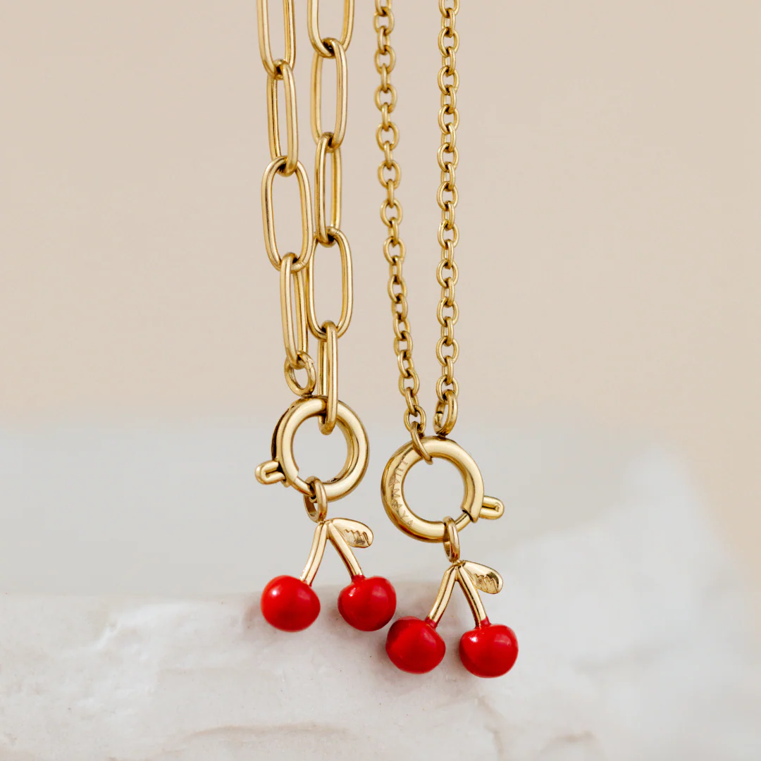 Very Cherry Oval Links Necklace Set Rose Gold - Image 4