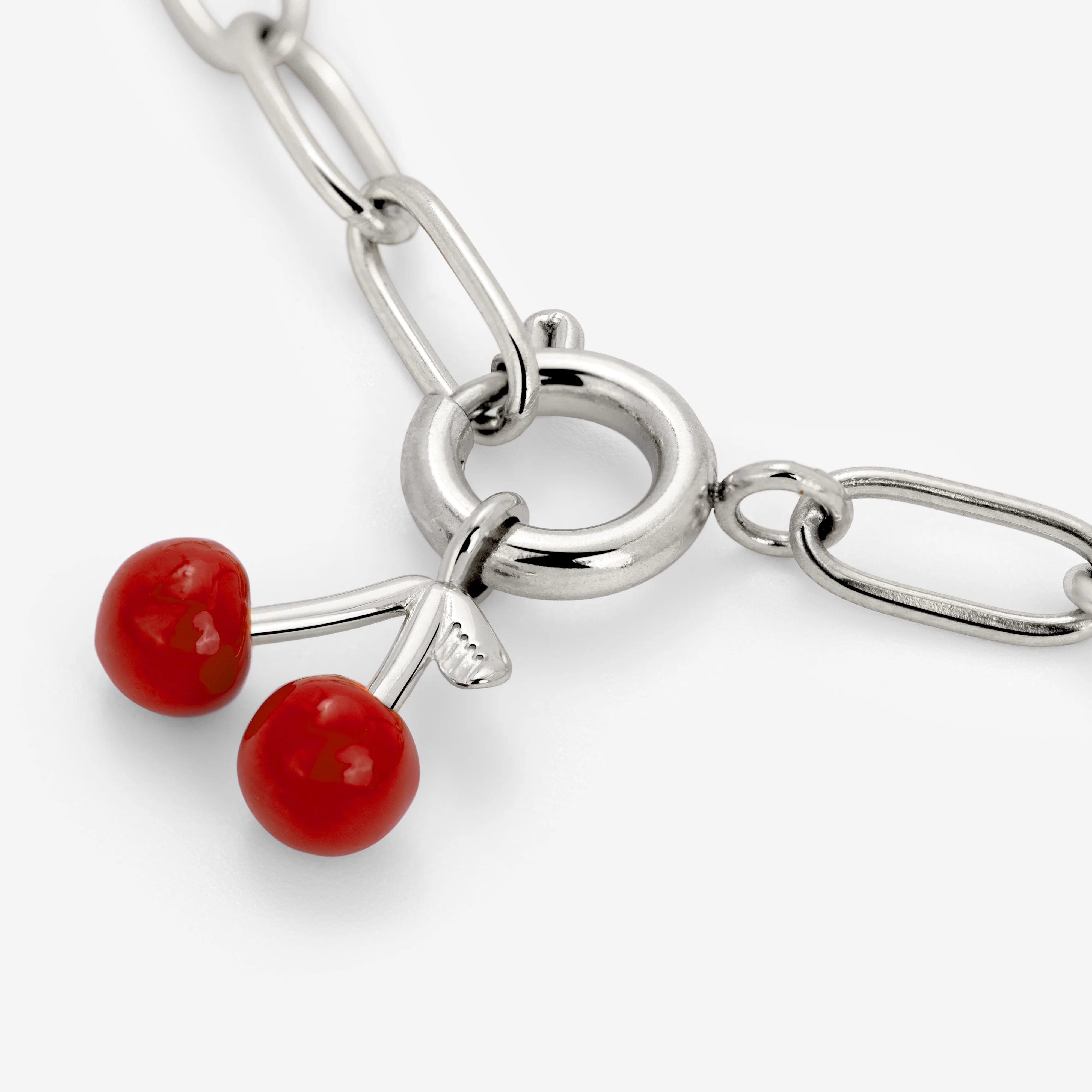 Very Cherry Oval Links Necklace Set Silver - Image 3