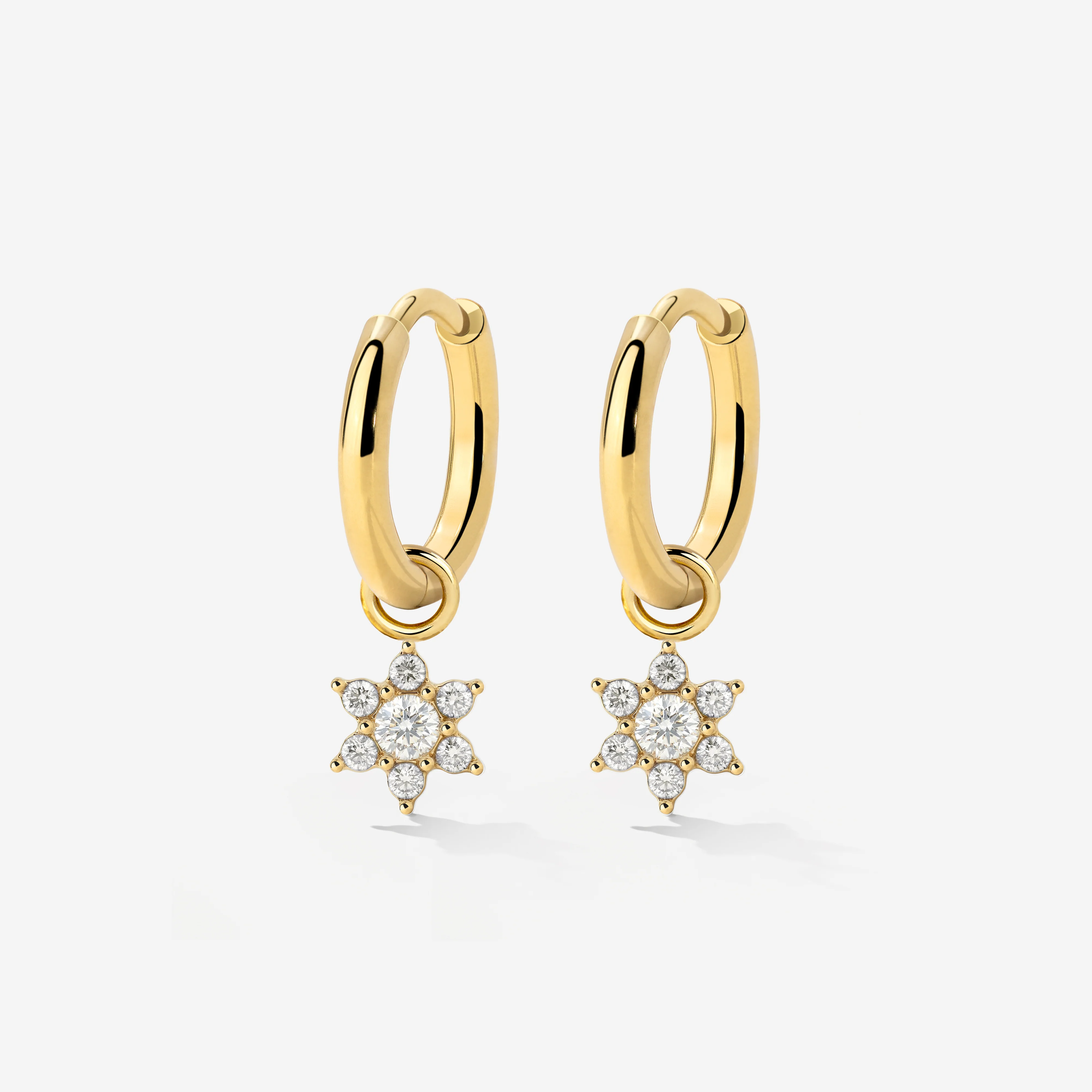 White Petal Hoop Set Small Gold