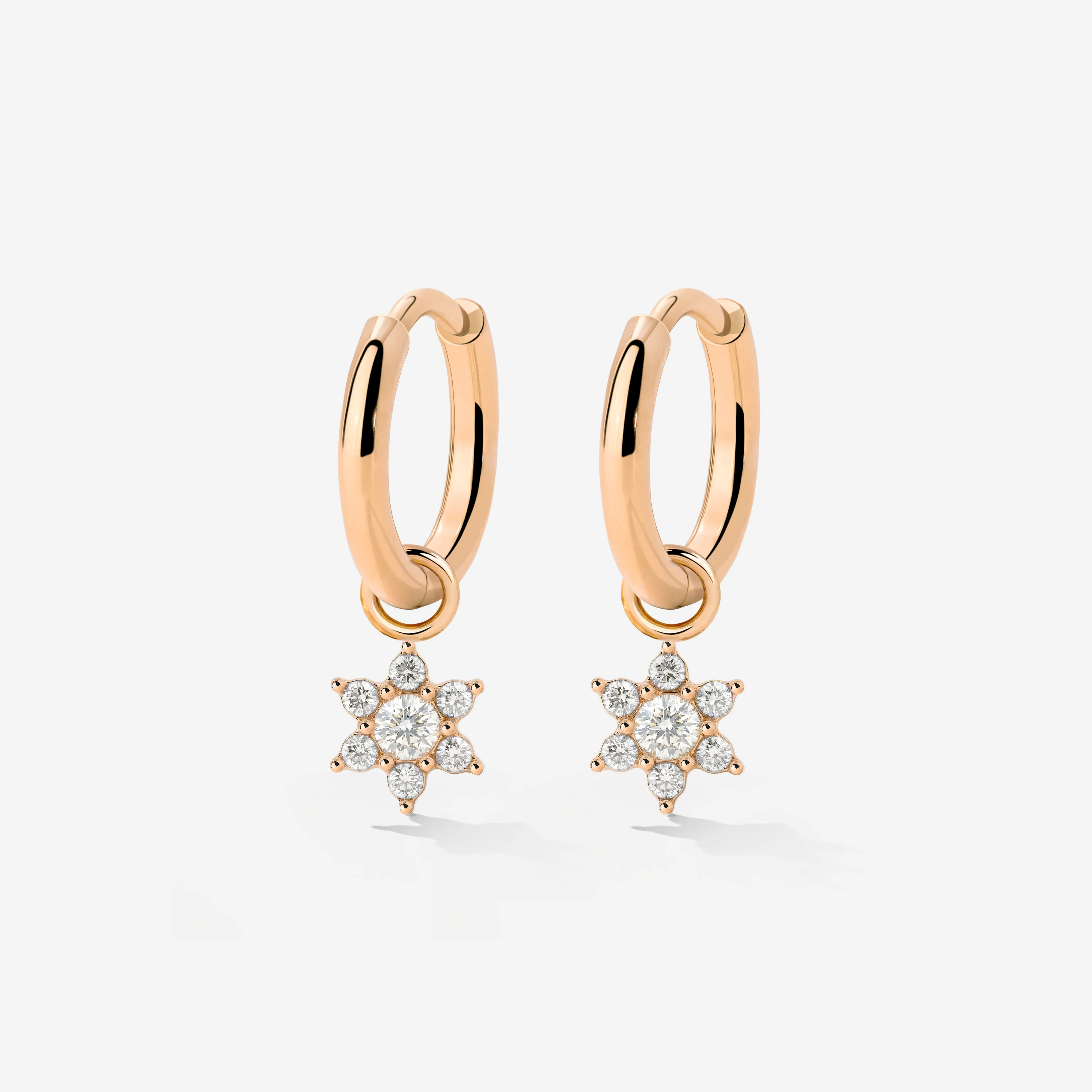 White Petal Hoop Set Small Rose Gold