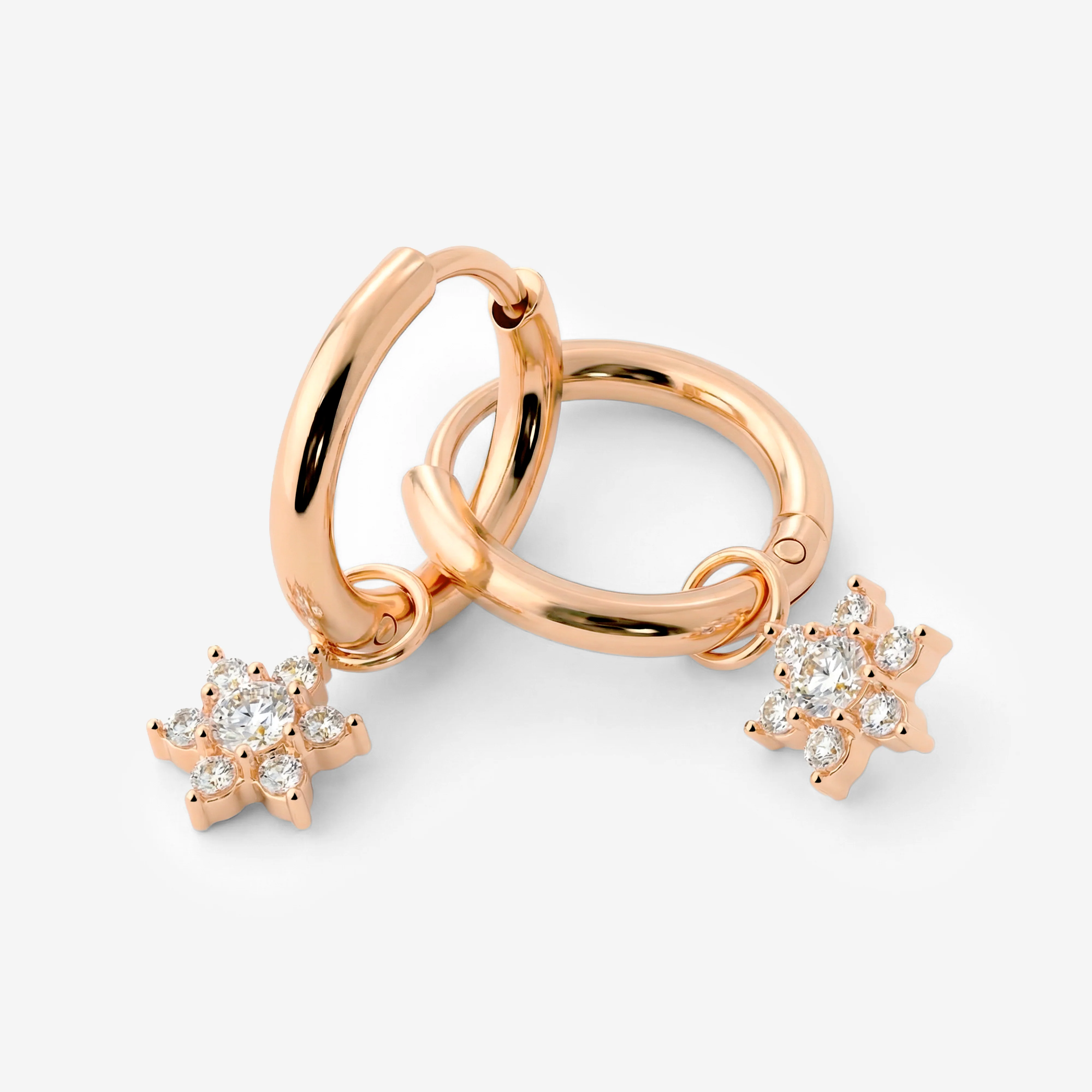 White Petal Hoop Set Small Rose Gold - Image 5