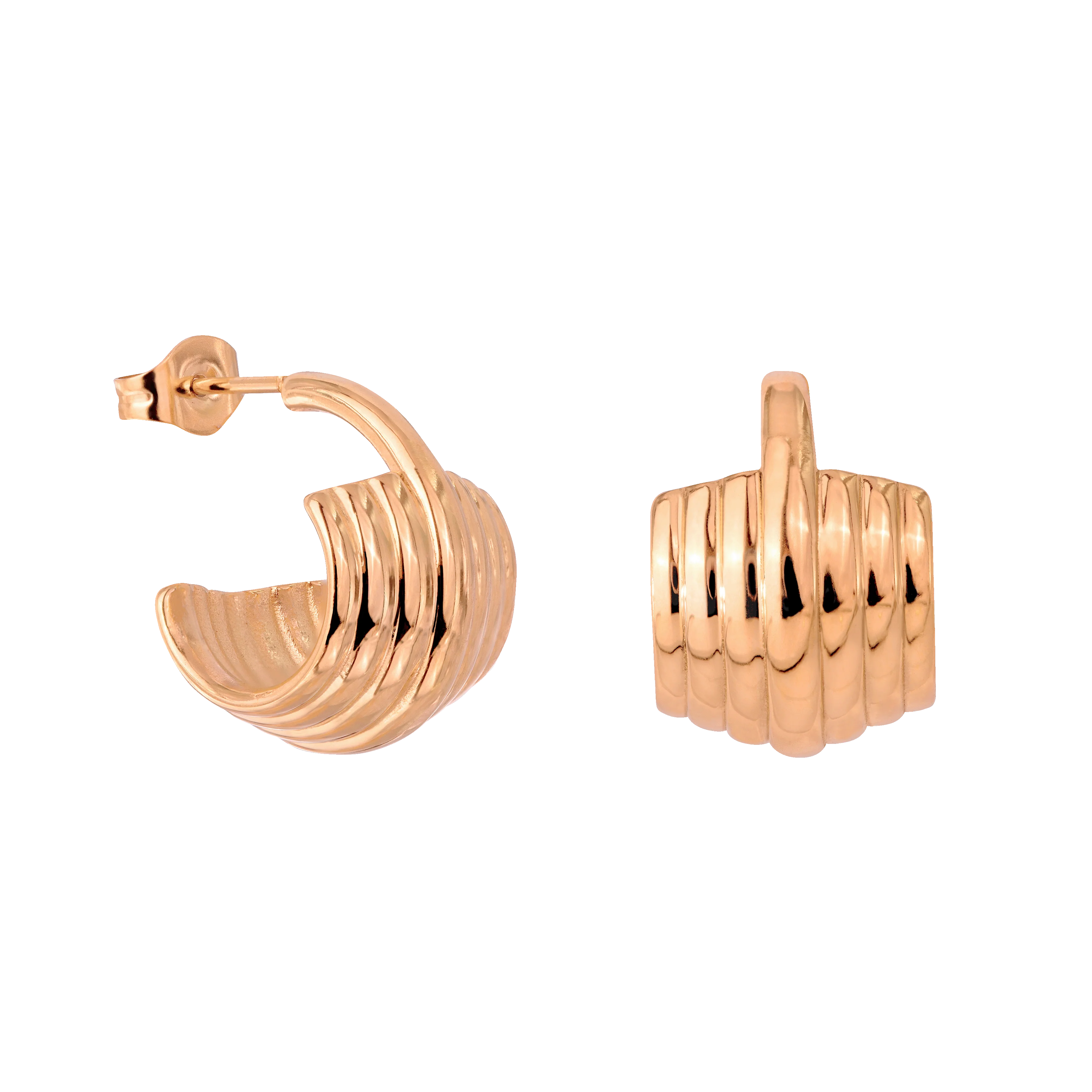 Winding Hoop Studs Rose Gold