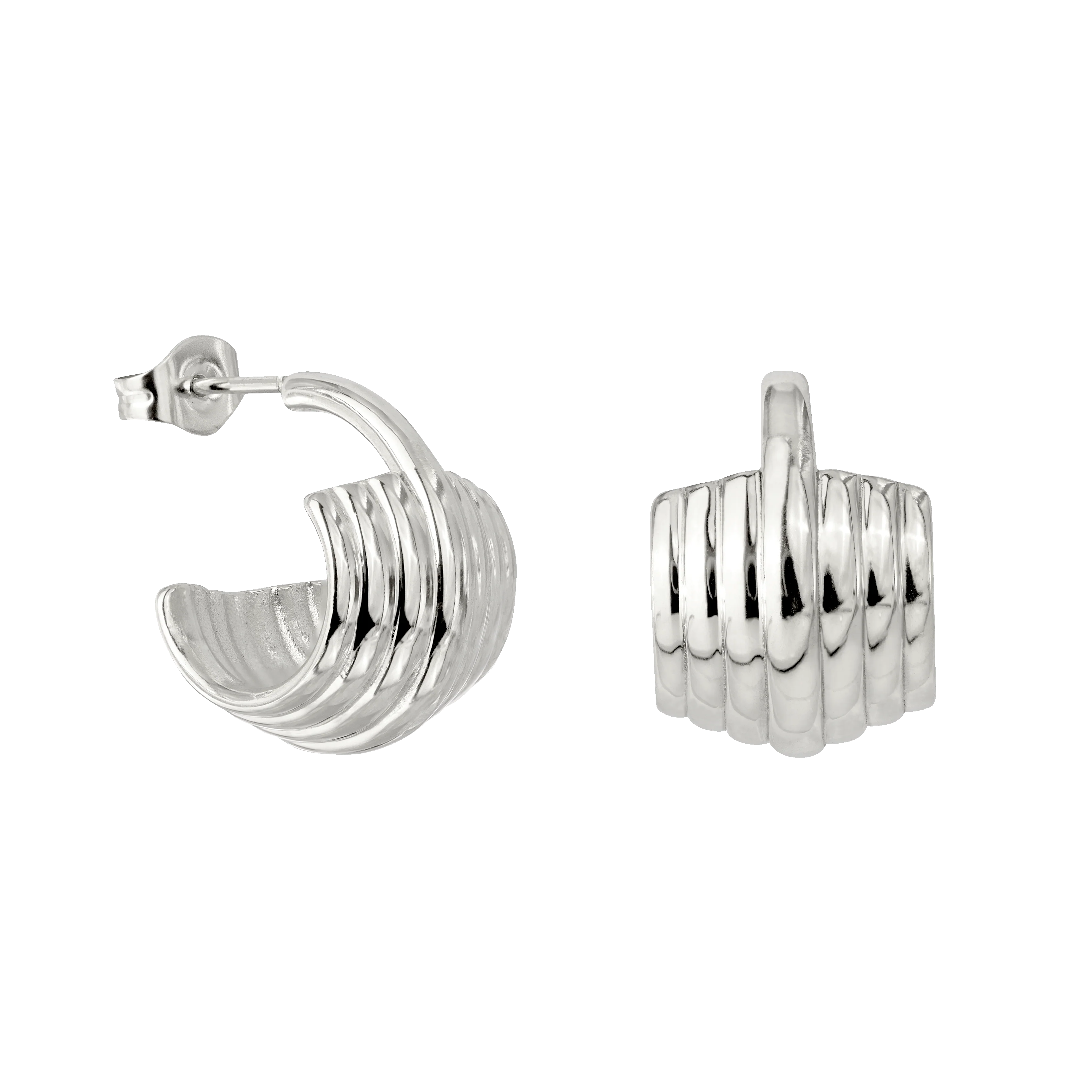 Winding Hoop Studs Silver