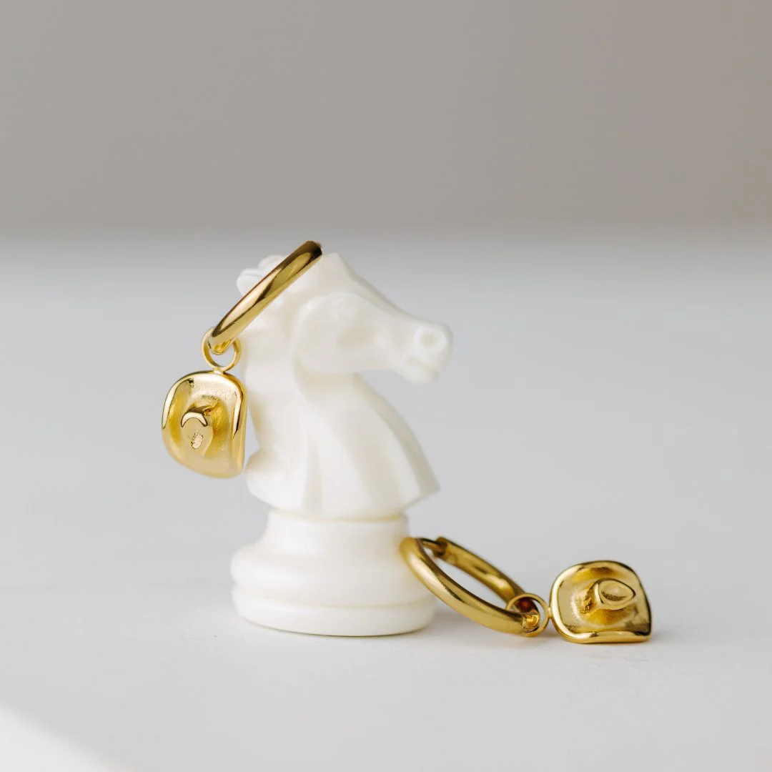 Yeehaw Hoop Set Small Stud Earrings Gold - Image 3
