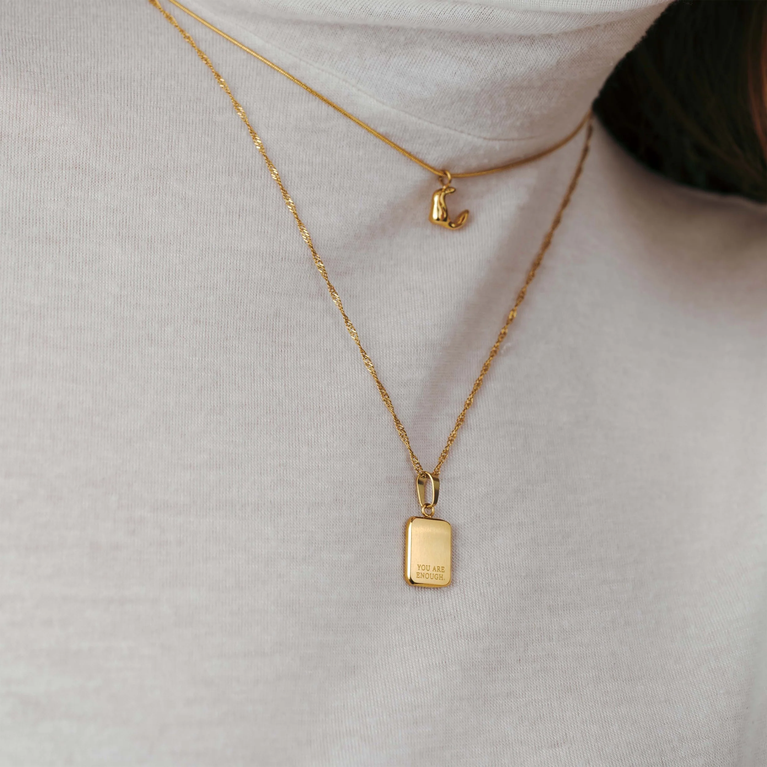 You are enough Necklace Stud Earrings Gold - Image 3