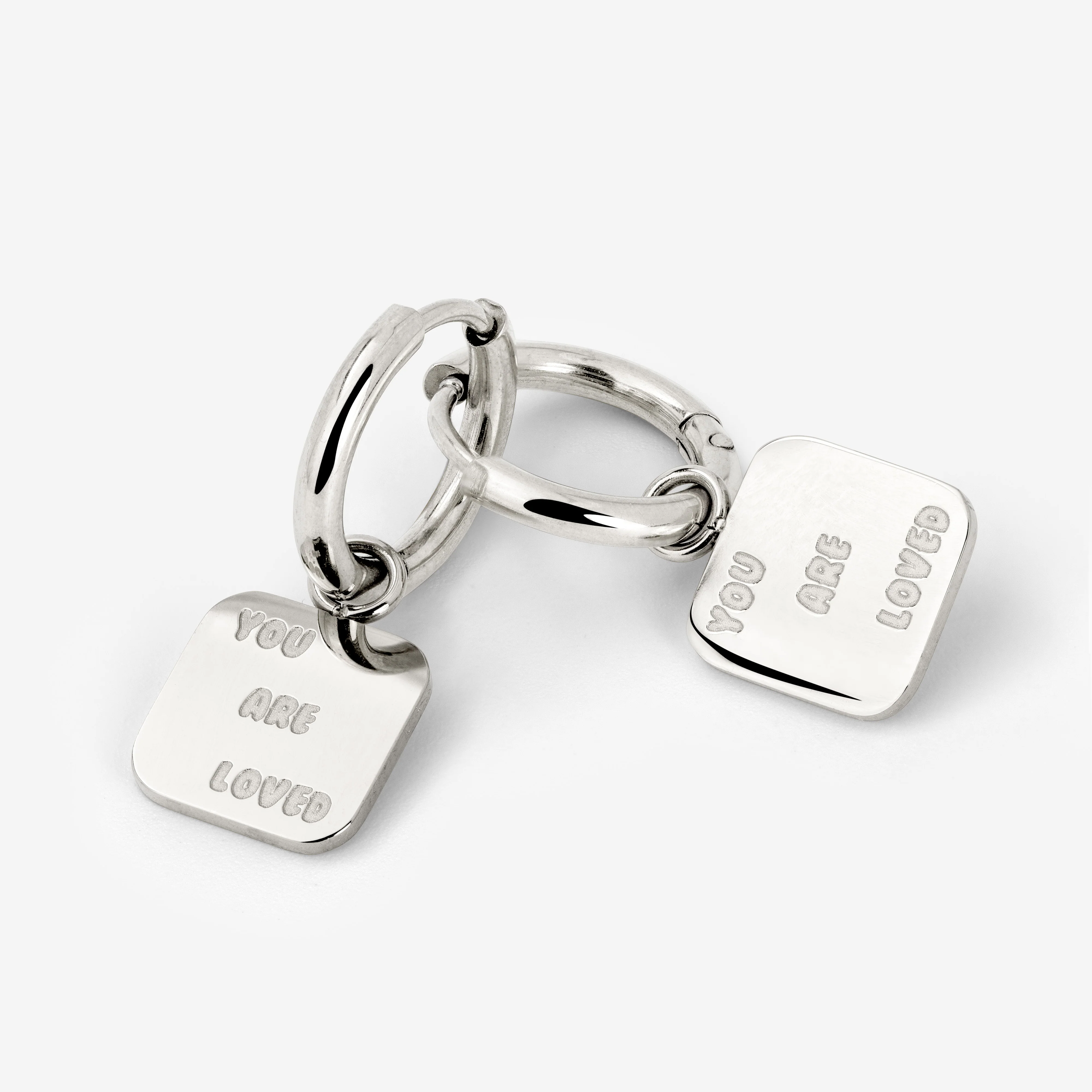 You are loved Hoop Set Small Silver - Image 4