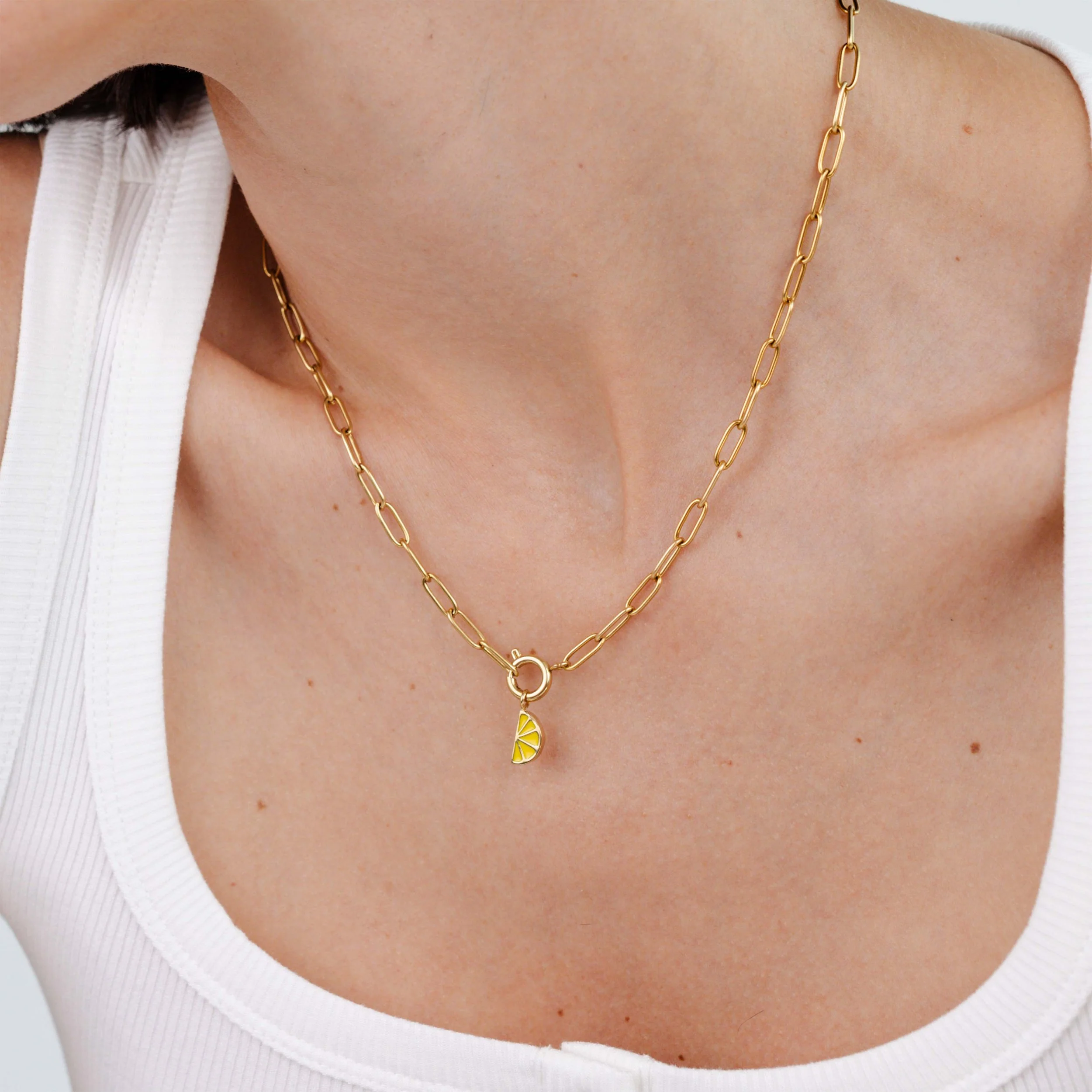 Zesty Oval Links Necklace Set Gold - Image 2