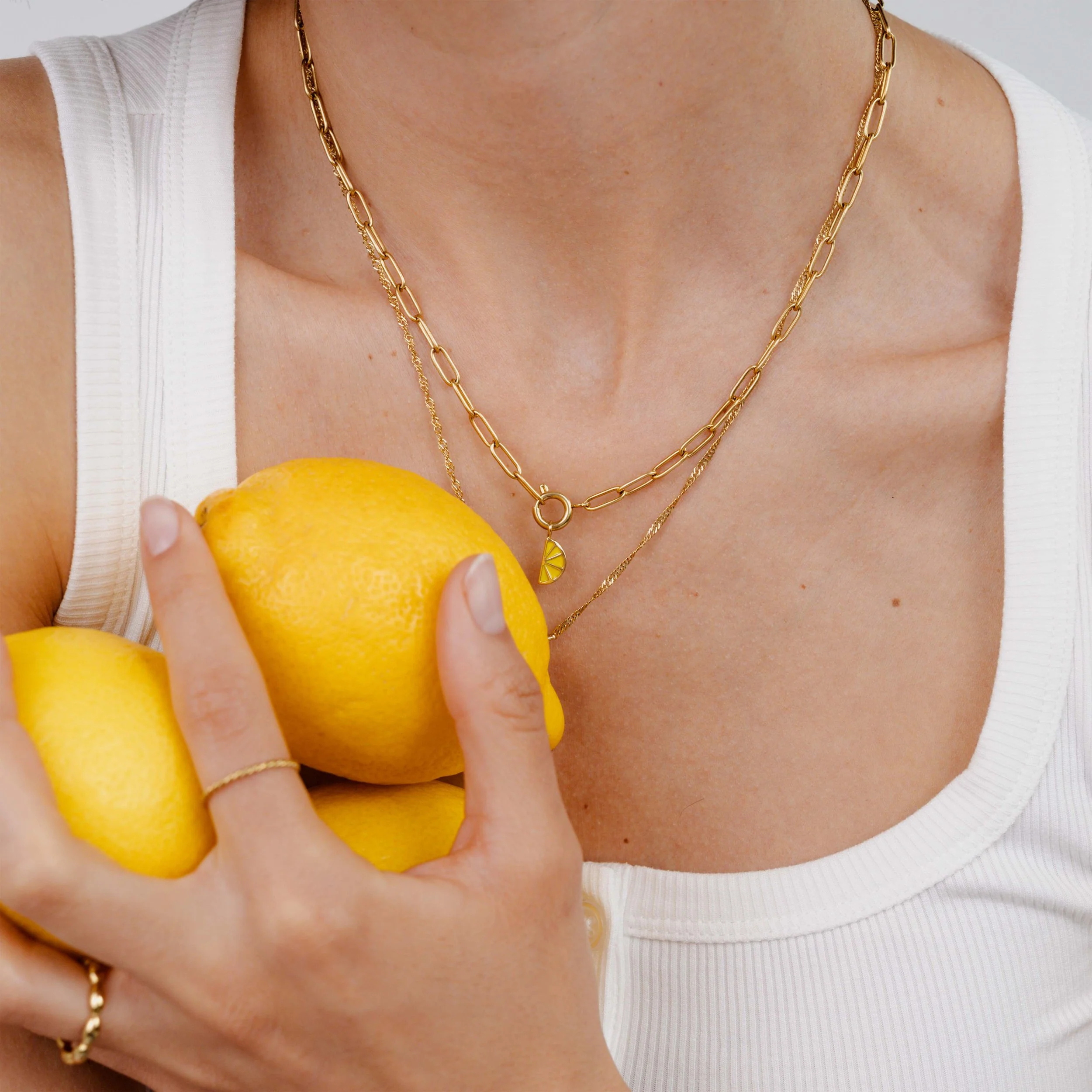 Zesty Oval Links Necklace Set Gold - Image 3
