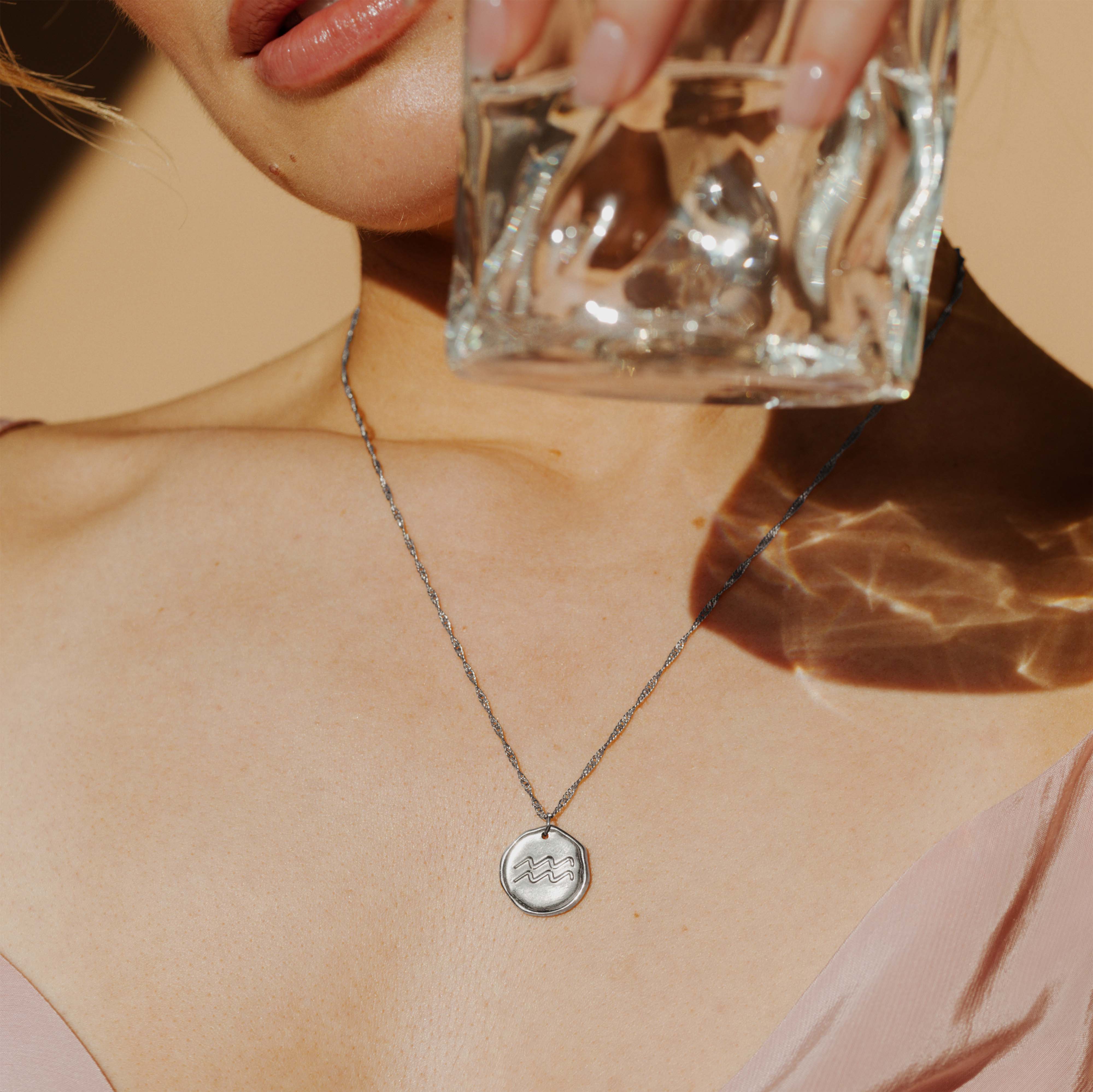 Zodiac Necklace – Aquarius Silver - Image 2