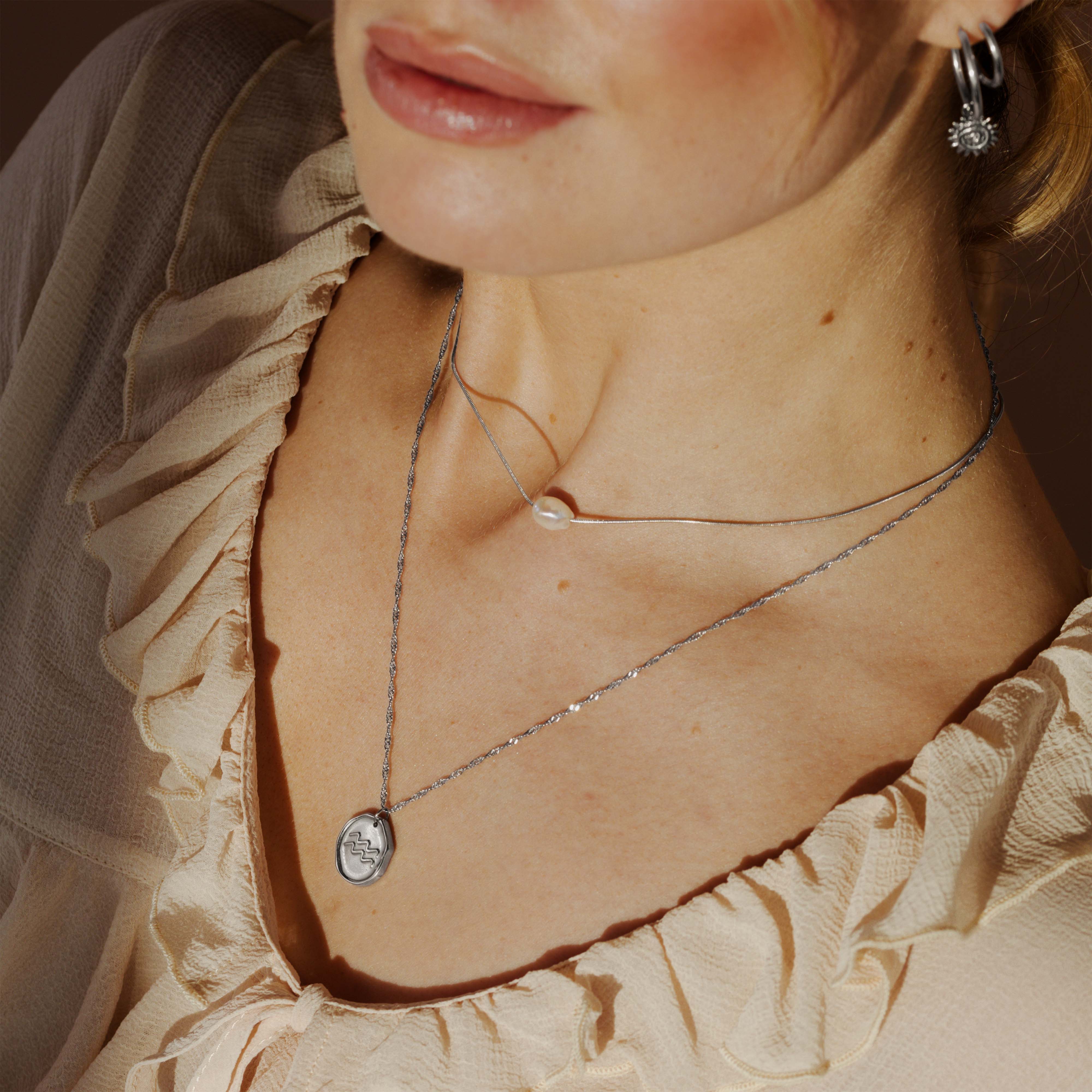 Zodiac Necklace – Aquarius Silver - Image 3