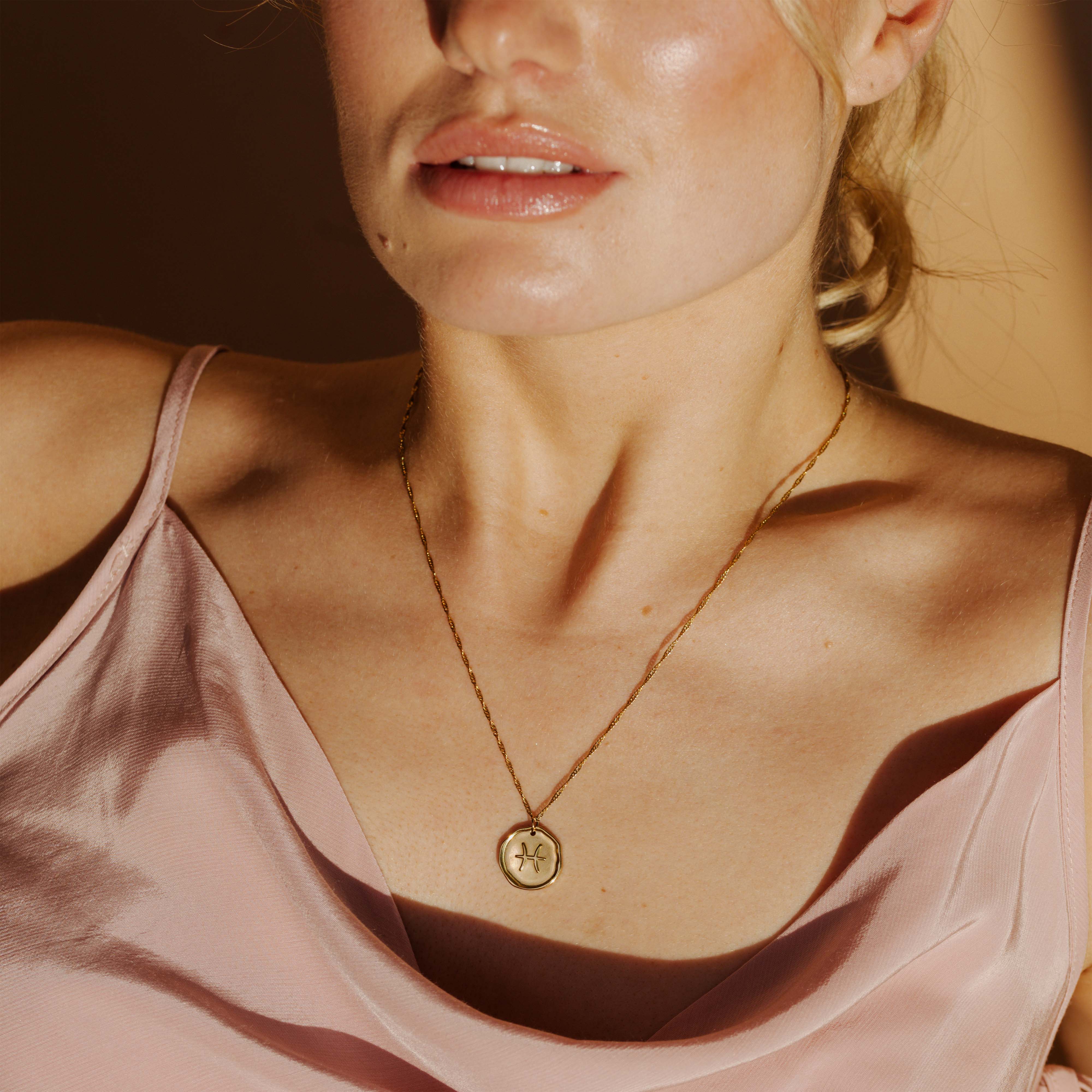 Zodiac Necklace โ Pisces Gold - Image 2